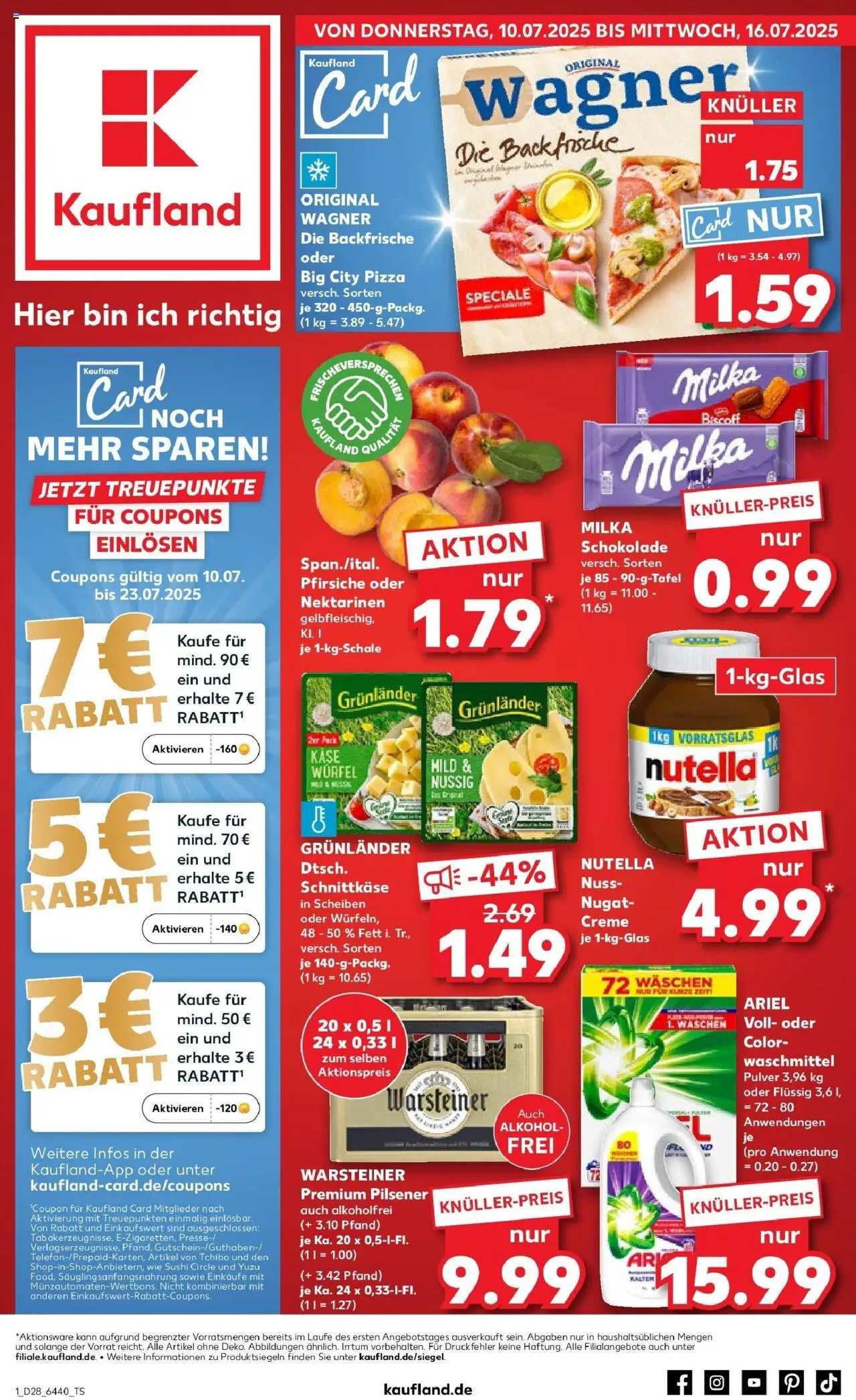Kaufland prospekt Worms	 - gültig ab dem 09.07.2025 | Seite: 1 | Produkte: Ariel, Milka schokolade, Creme, Waschmittel