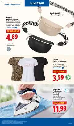 LIDL - Prévisualisation de Esmara® T-shirt en coton bio, Du S au XL selon modèle. Ex. 100% coton (bio). L'unité au choix. n°496644 valide à partir de 19.02.2026 | Page: 67
