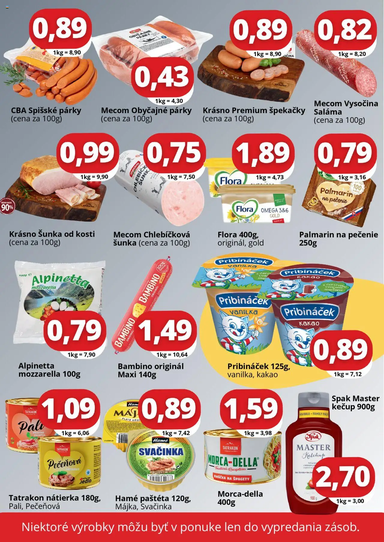 CBA Komfos Gastrocash Spišská Nová Ves │ platný od 07.08.2025 | Strana: 2 | Produkty: Mozzarella, Kečup, Párky, Kakao