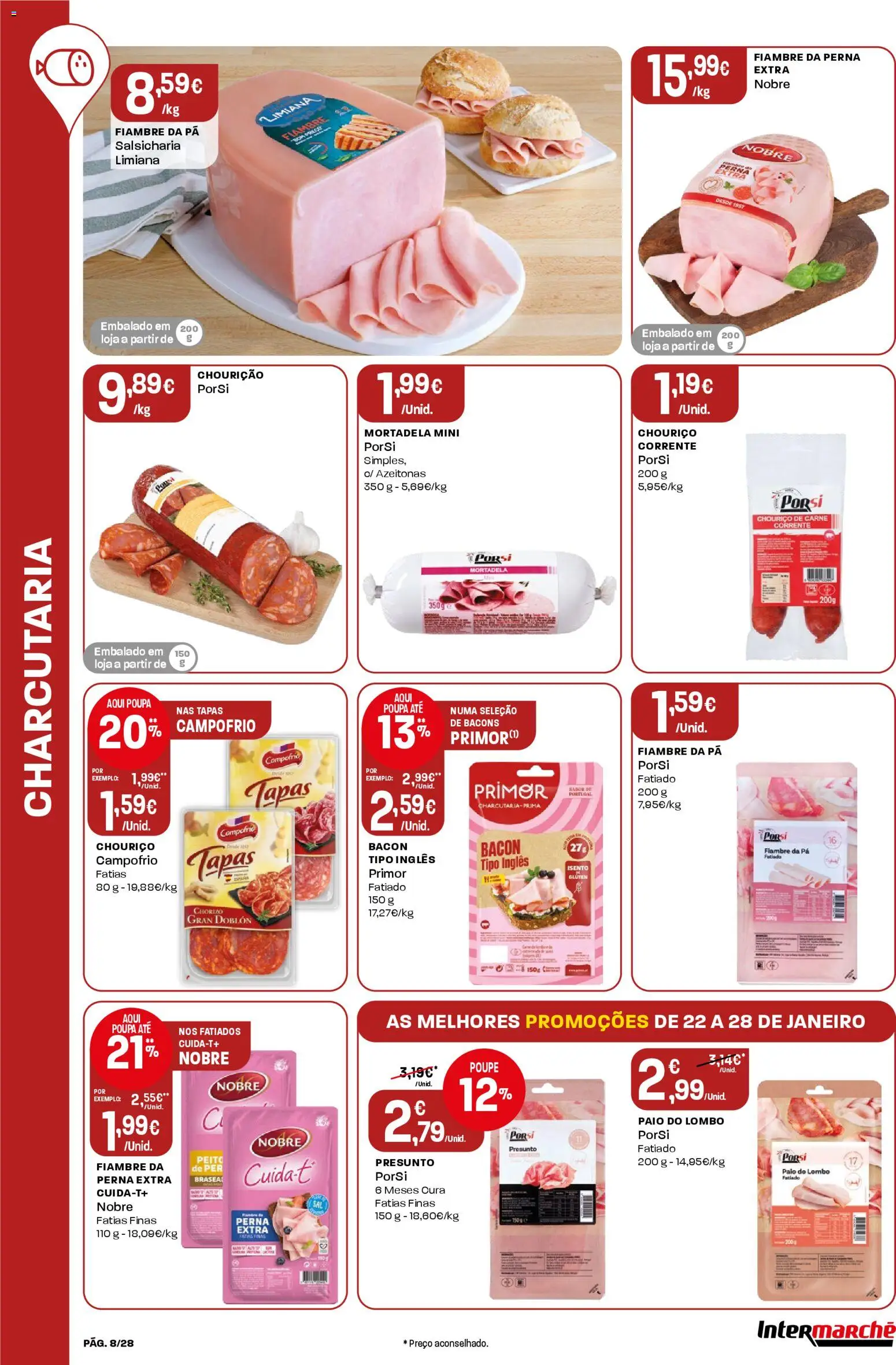 Intermarché Folheto Contact │ válido de 22.01.2026 | Página: 8 | Produtos: Primer, Lombo, Presunto, Carne