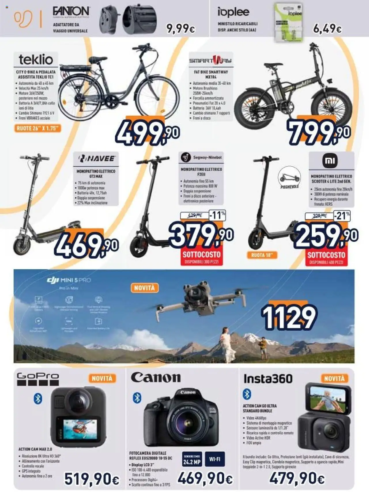 Volantino Unieuro del 03.10.2025 | Pagina: 26 | Prodotti: Monopattino, Action cam, Fotocamera, Monopattino elettrico