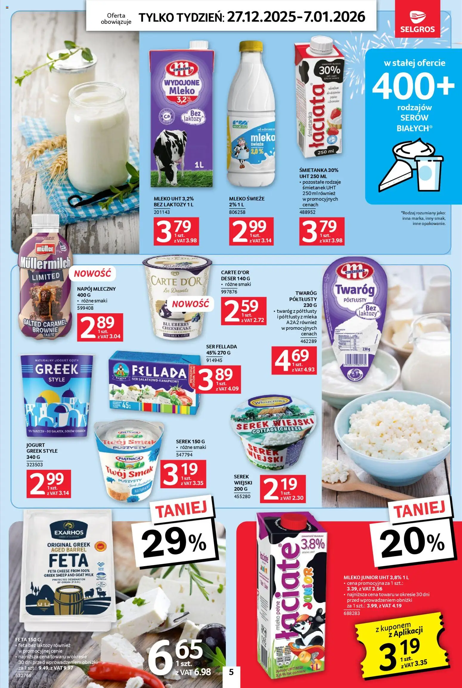 Selgros cash&carry Gazetka - Jeszcze więcej super promocji od 27.12.2025 | Strona: 5 | Produkty: Serek, Mleka, Mleko, Twaróg
