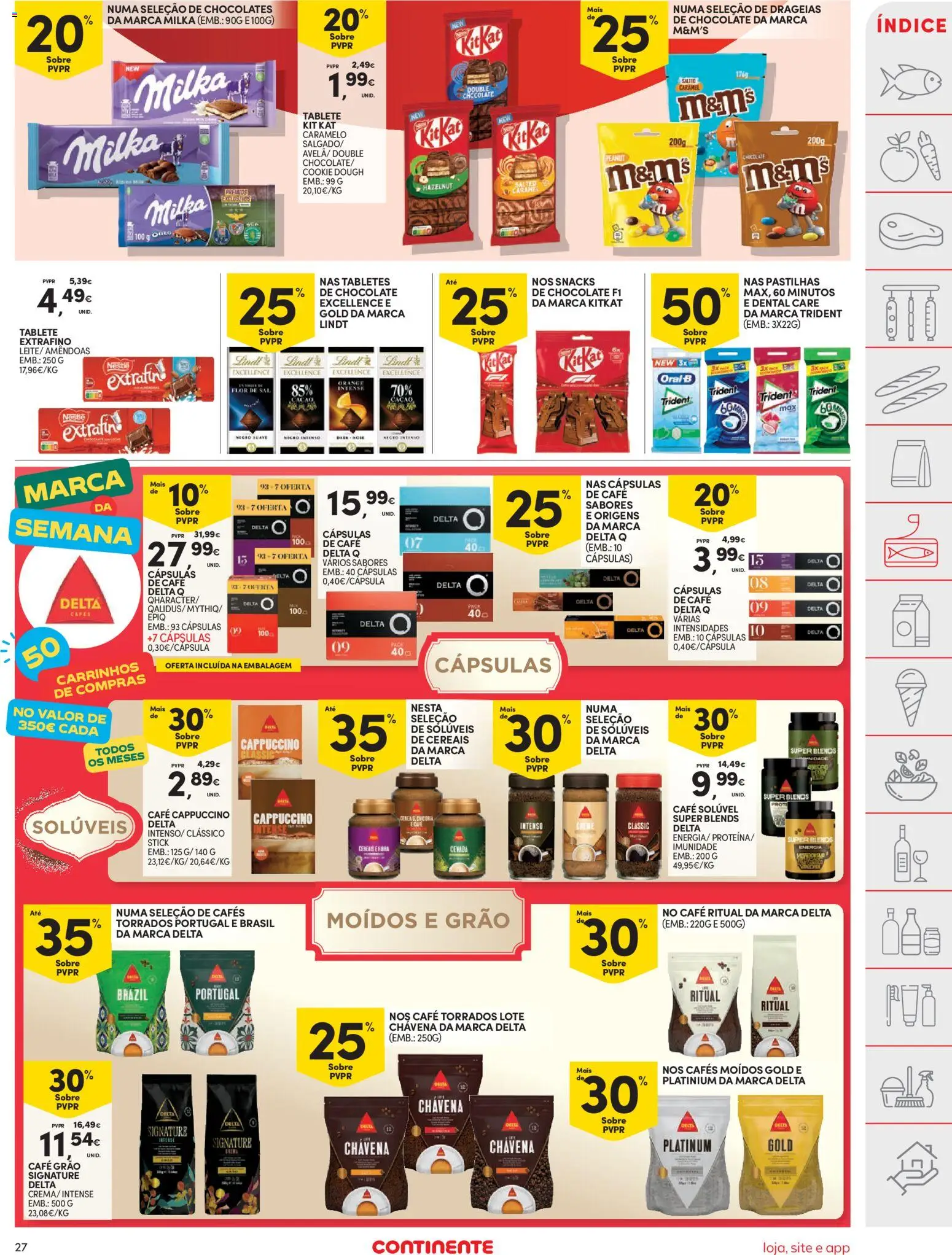 Continente folheto │ válido de 17.03.2026 | Página: 27 | Produtos: Amêndoas, Delta q, Café solúvel, Tablet