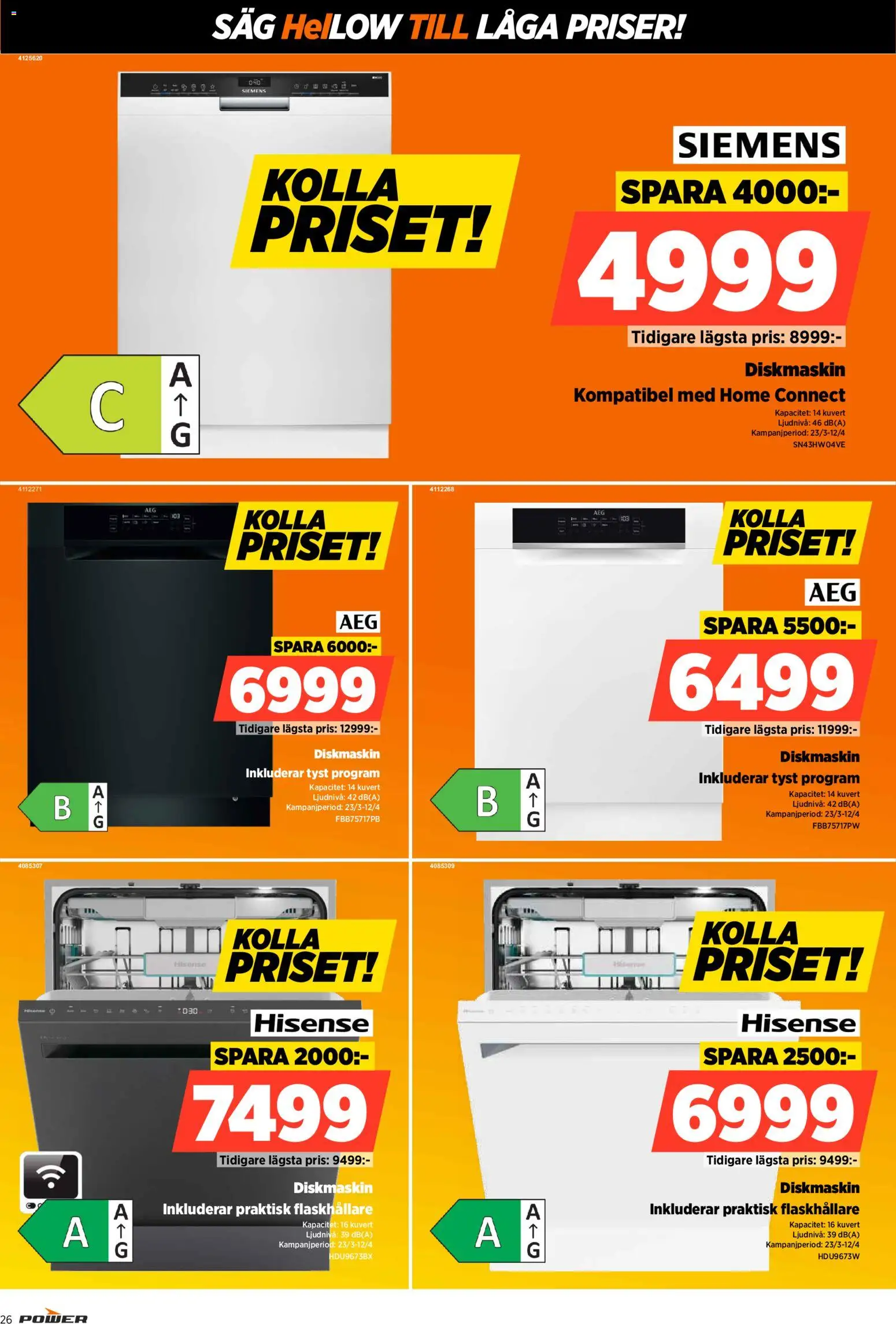 Power reklamblad aktuell från 23.03.2026 | Sida: 26 | Produkter: Diskmaskin, Såg, Kuvert