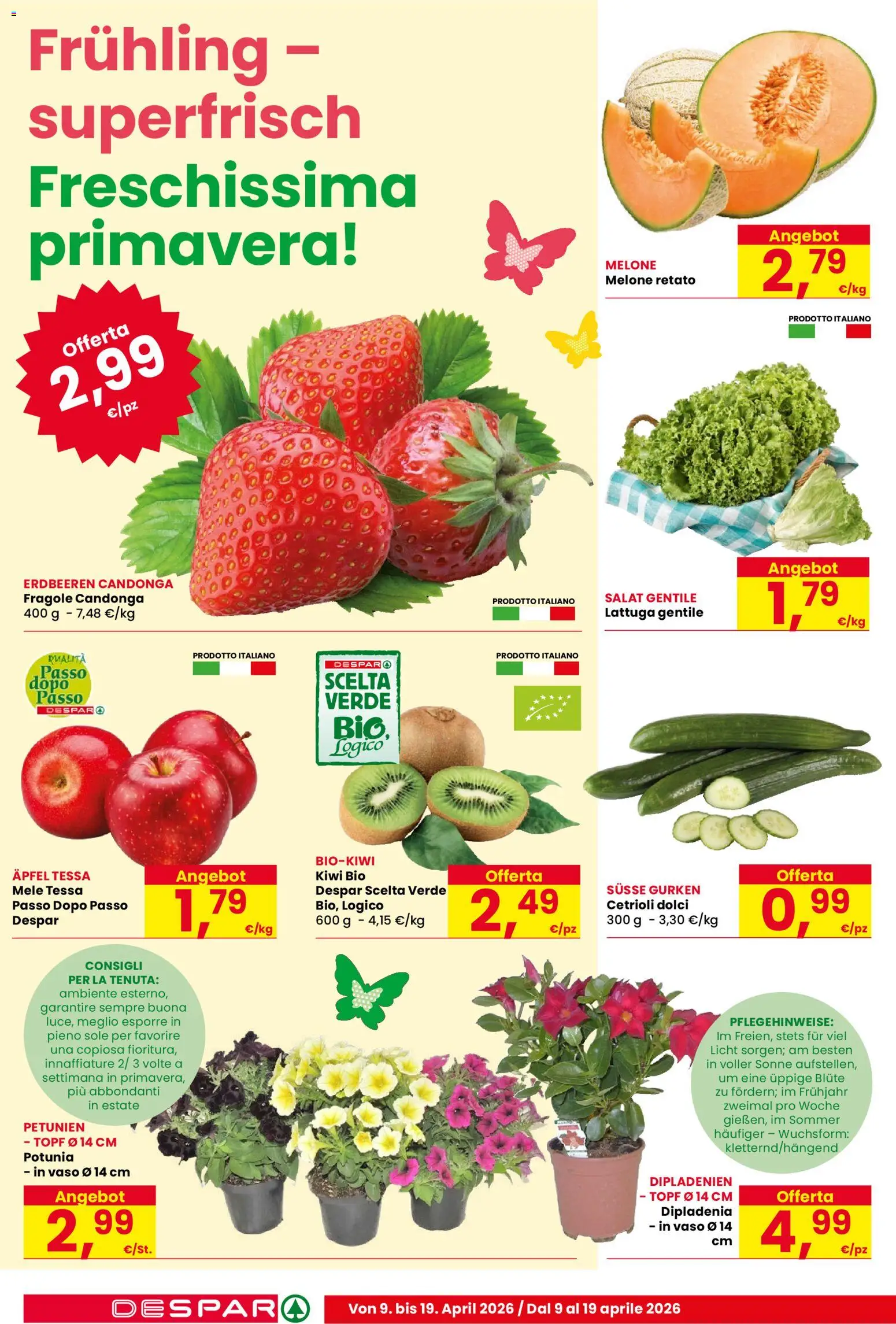 Volantino Despar del 09.04.2026 | Pagina: 2 | Prodotti: Fragole, Kiwi, Cetrioli, Lattuga