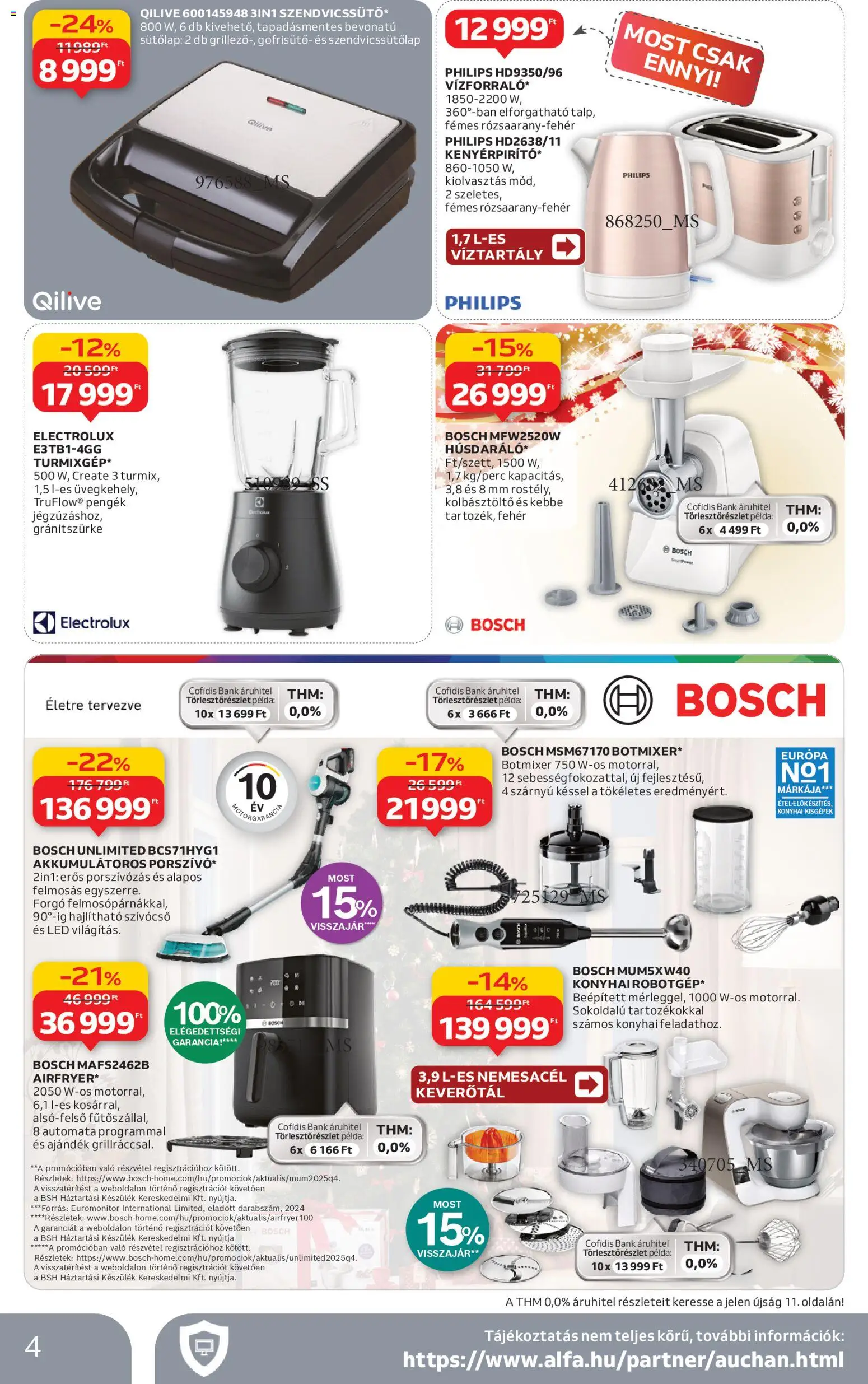 Auchan akciós ujság - amely érvényes a következő dátumtól: 11.12.2025 | Oldal: 4 | Termékek: Gofrisütő, Botmixer