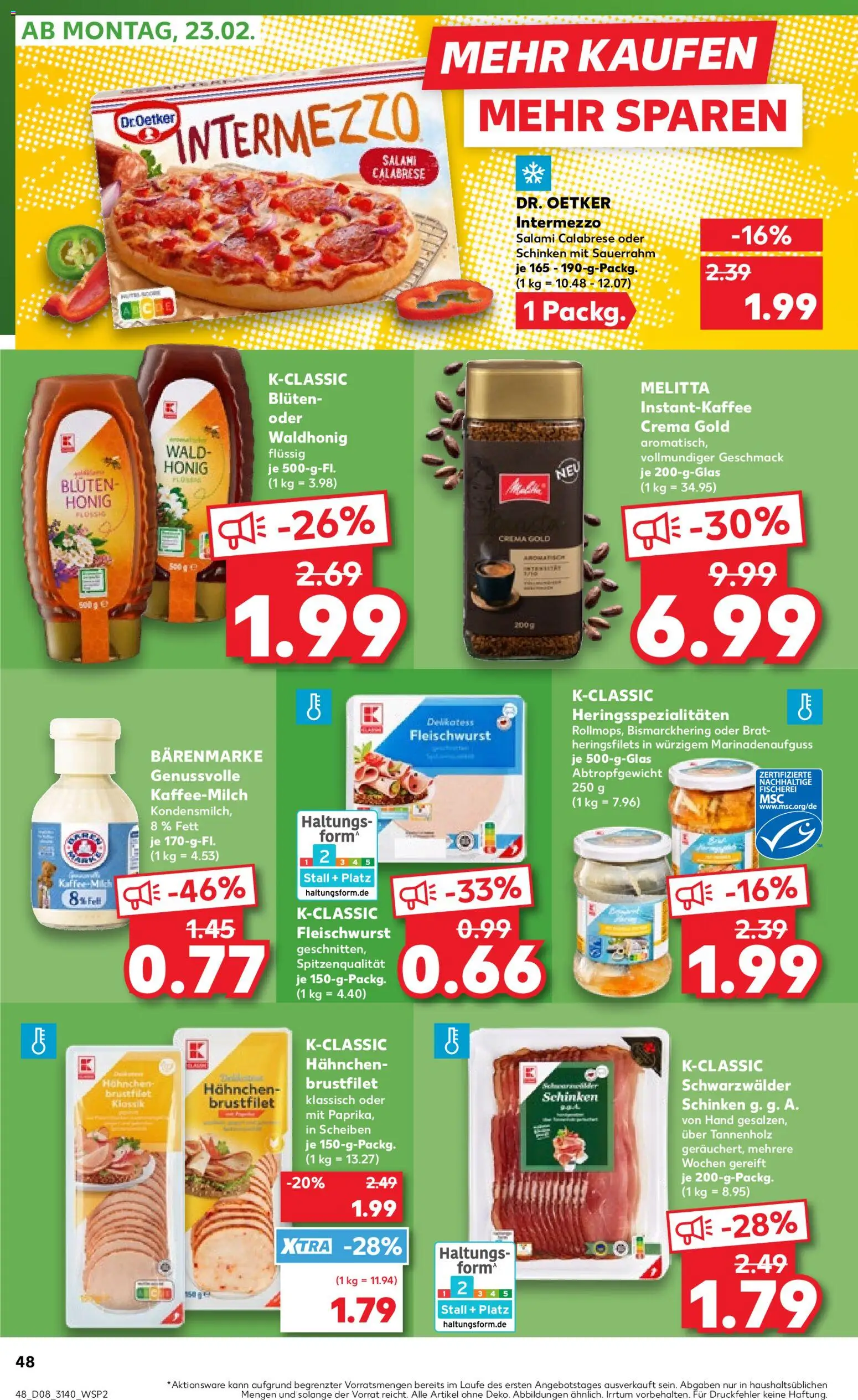 Kaufland prospekt Leipzig	 – gültig ab 19.02.2026 | Seite: 48 | Produkte: Melitta, Hahnchen, Salami, Sauerrahm