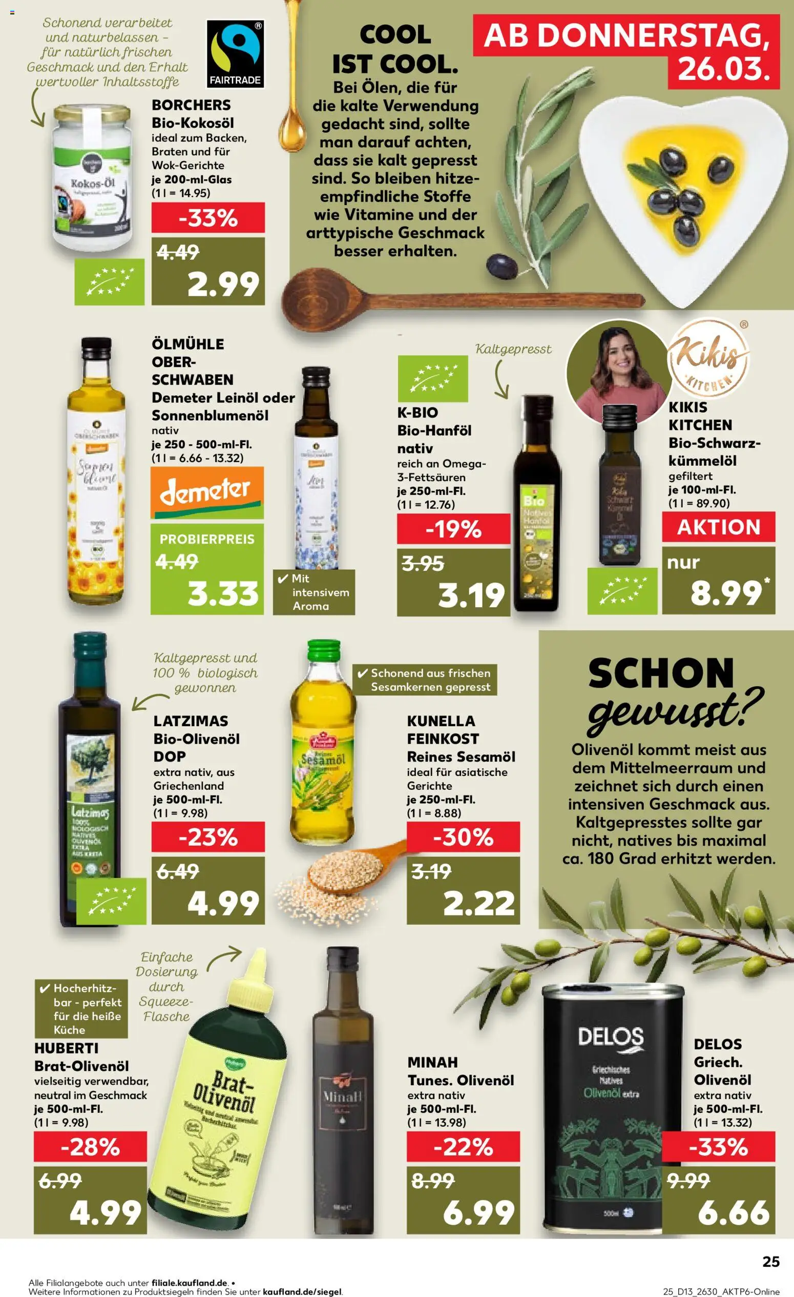 Kaufland Prospekt Rostock	 – gültig ab 26.03.2026 | Seite: 25 | Produkte: Leinöl, Sonnenblumenol, Olivenol, Küche