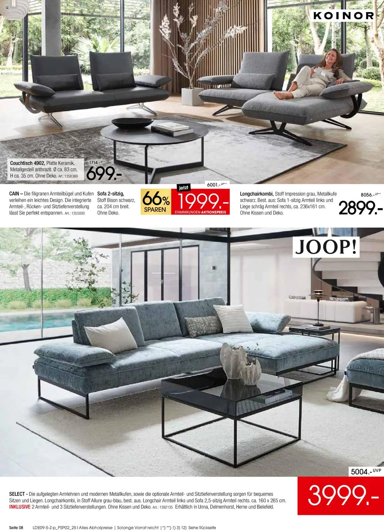 Zurbrüggen Polstermöbel-Spezial – gültig ab 20.09.2025 | Seite: 8 | Produkte: Kissen, Sofa, Couchtisch, Liege