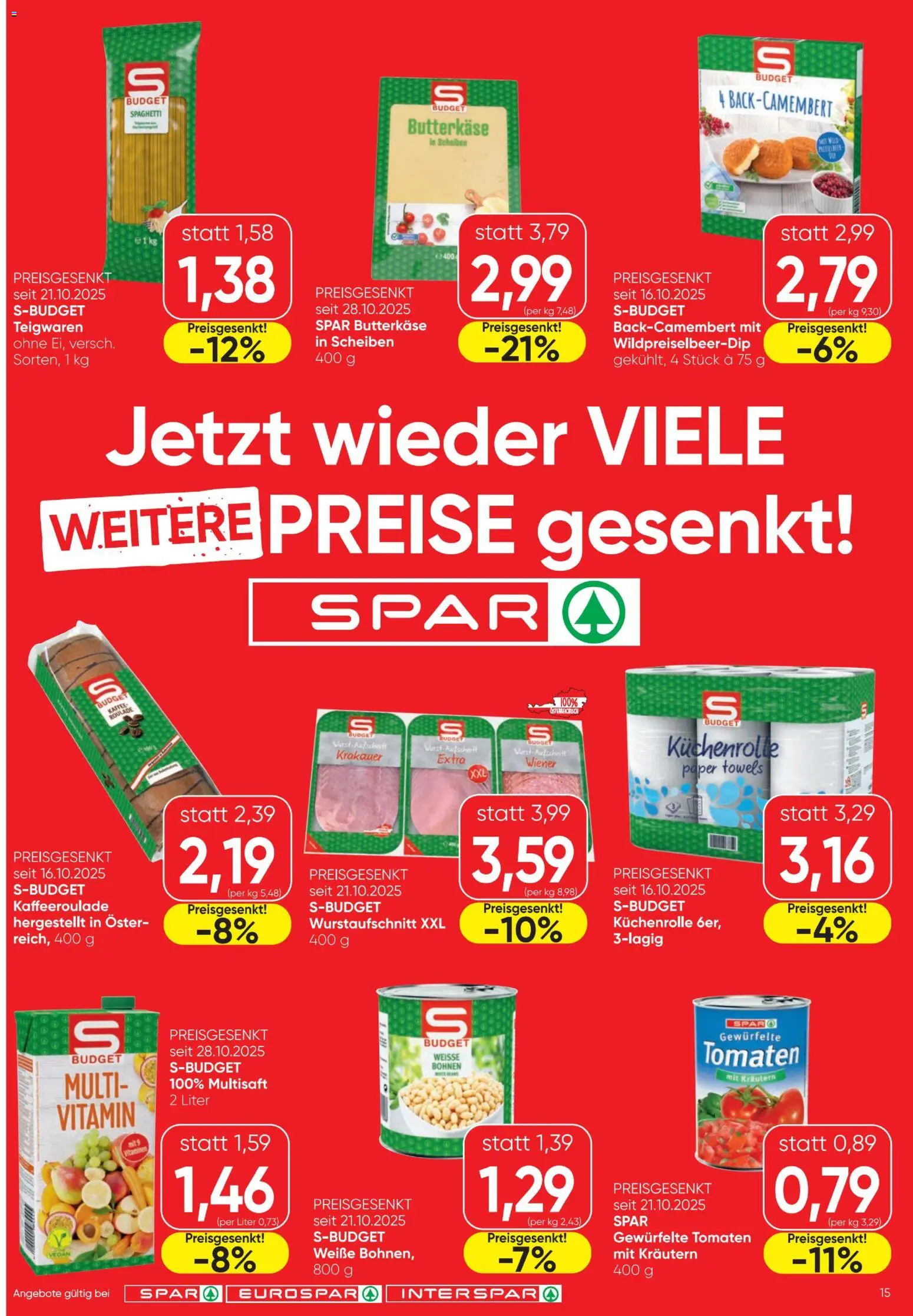 Spar Flugblatt gültig ab 13.11.2025 | Seite: 15 | Produkte: Hajdina liszt, Tomaten