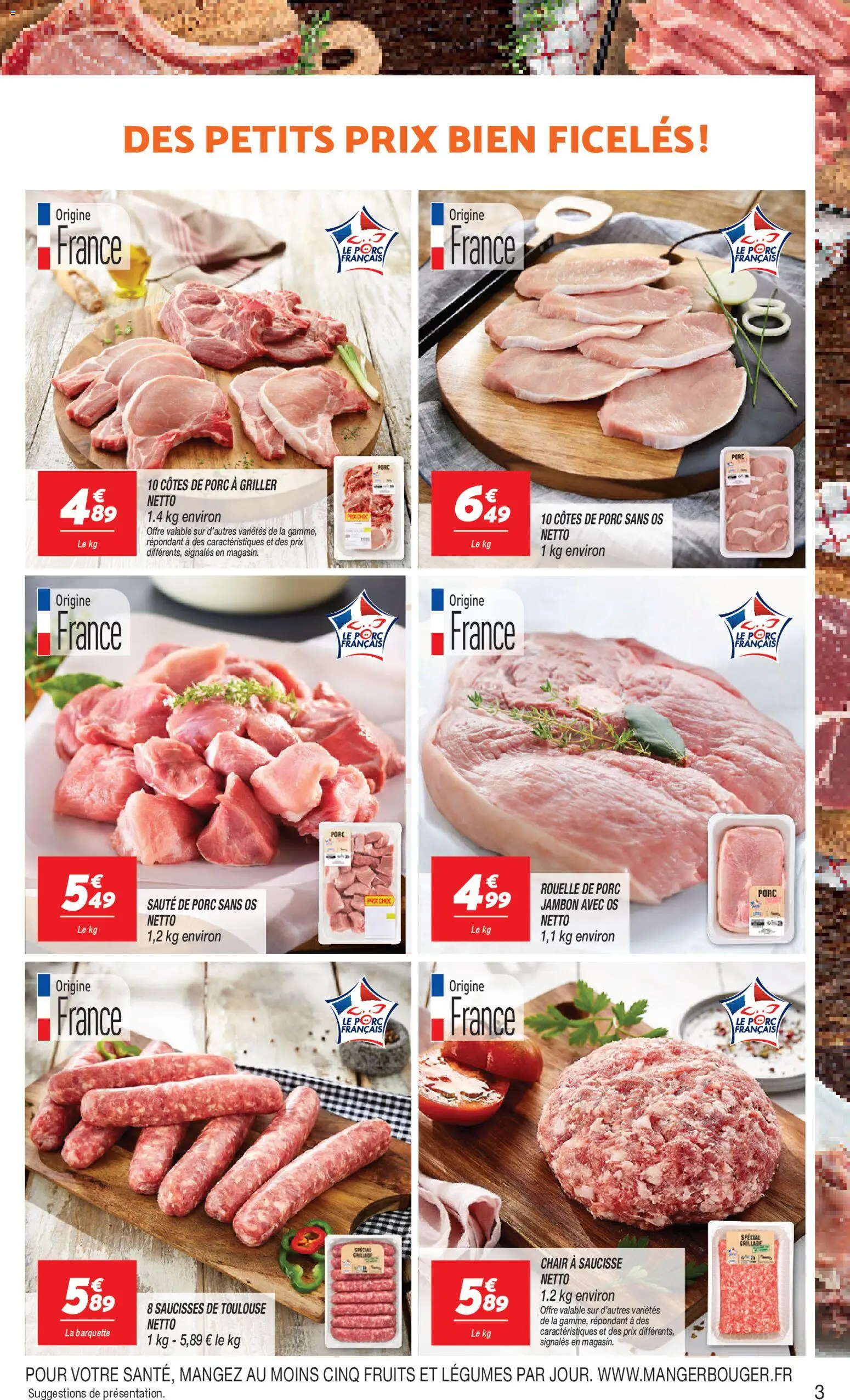 {H1} | Page: 3 | Produits: Sauté de porc, Jambon, Saucisse, Rouelle de porc