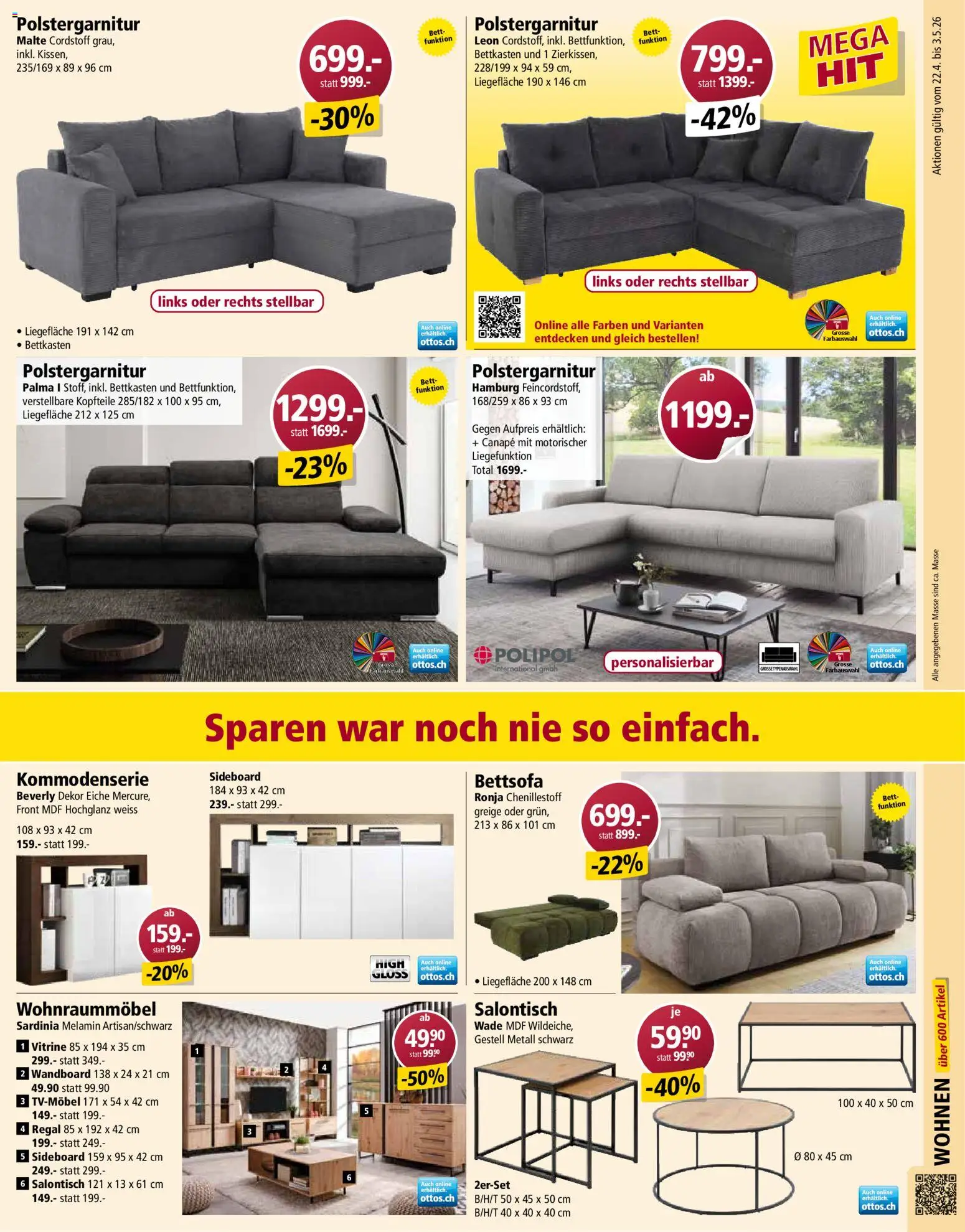 Otto's aktionen – gültig ab 22.04.2026 | Seite: 9 | Produkte: Vitrine, Regal, Bett, Sideboard
