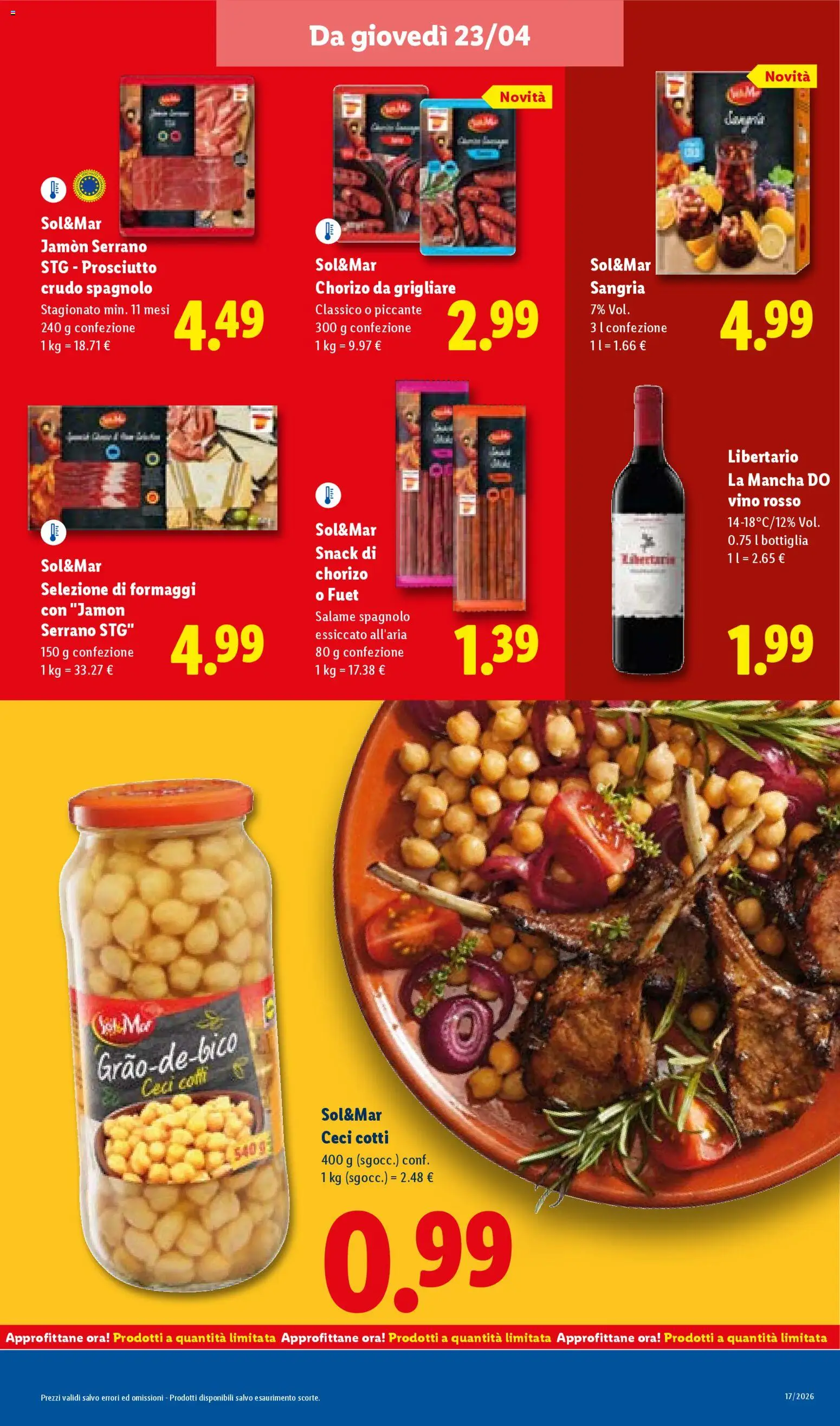 Volantino Lidl del 23.04.2026 | Pagina: 23 | Prodotti: Prosciutto Crudo, Prosciutto, Bottiglia, Vino rosso