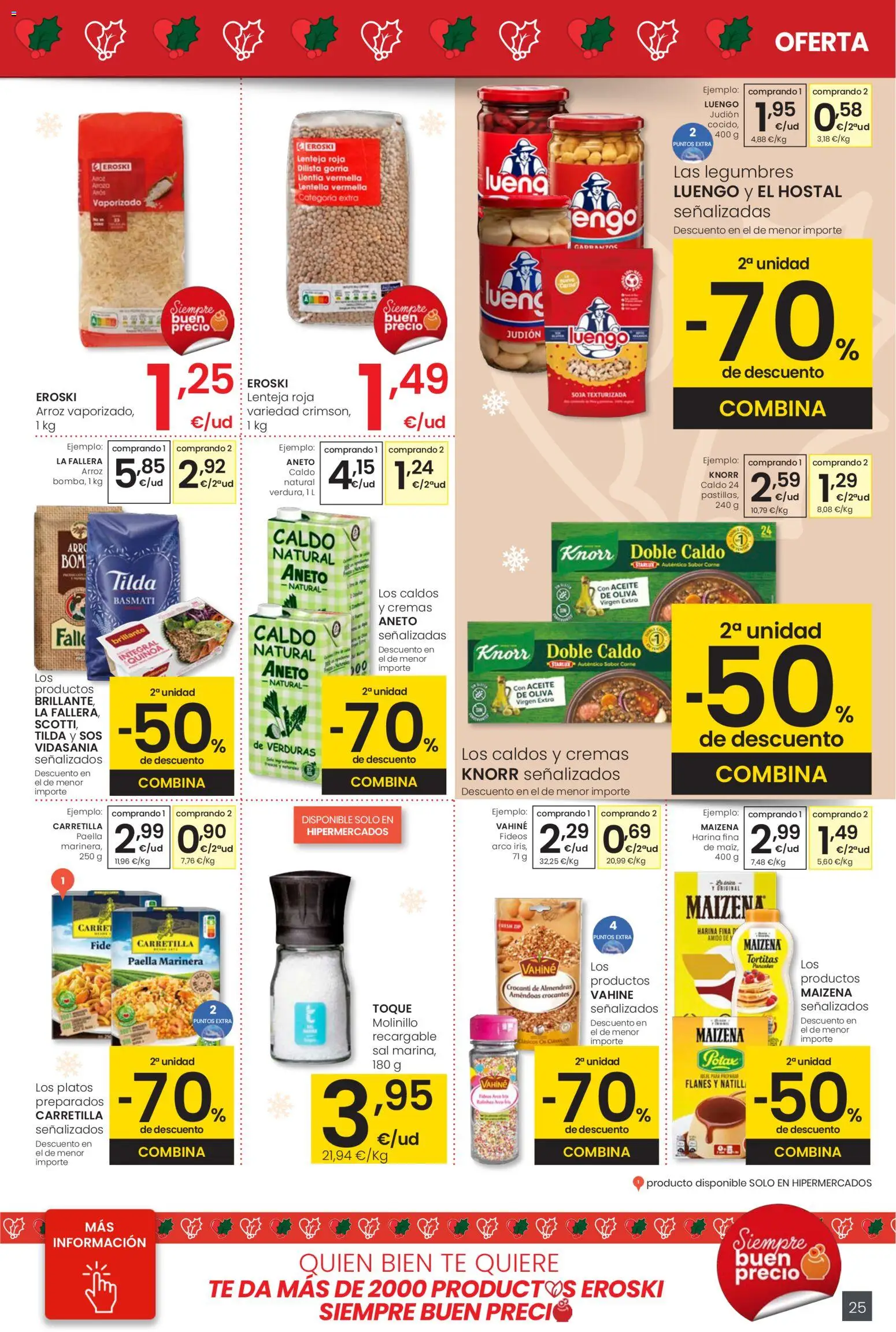 Eroski - Navidad │ válido desde el 18.12.2025 | Página: 25 | Productos: Aceite, Arroz, Fideos, Té