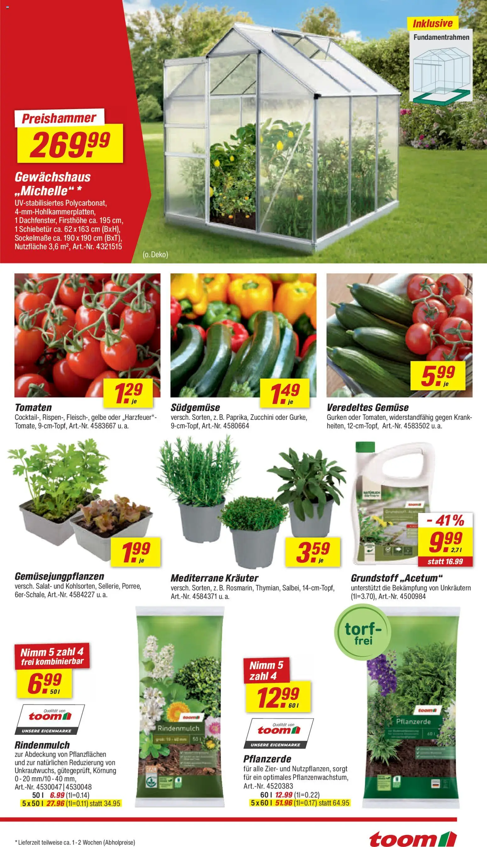 Toom Baumarkt Prospekt 	 – gültig ab 04.04.2026 | Seite: 3 | Produkte: Rindenmulch, Gemüse, Zucchini, Salat