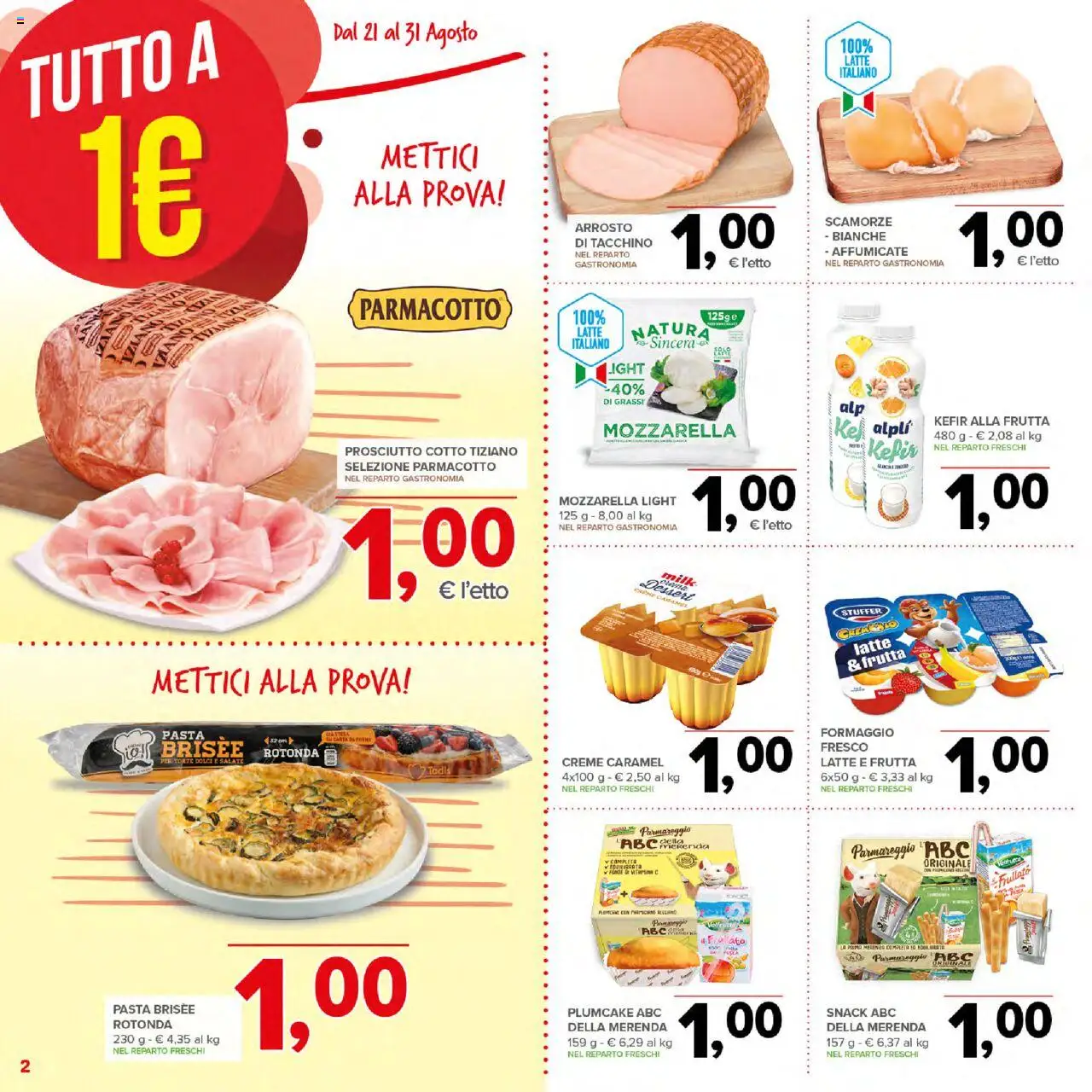 Volantino Todis del 21.08.2025 | Pagina: 2 | Prodotti: Tacchino, Mozzarella, Formaggio, Prosciutto
