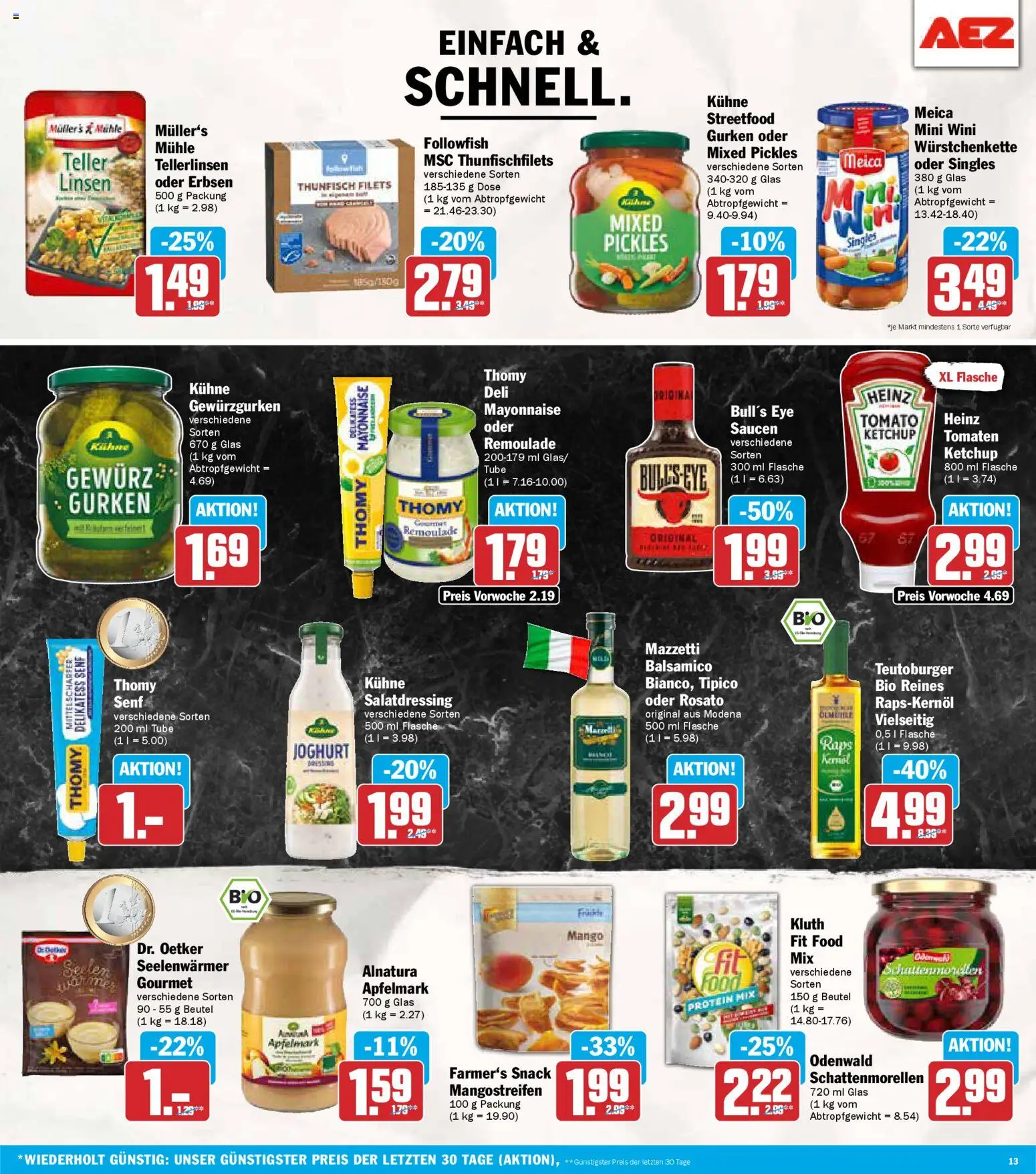 AEZ Prospekt 	 – gültig ab 29.12.2025 | Seite: 13 | Produkte: Mühle, Joghurt, Thunfisch, Mayonnaise