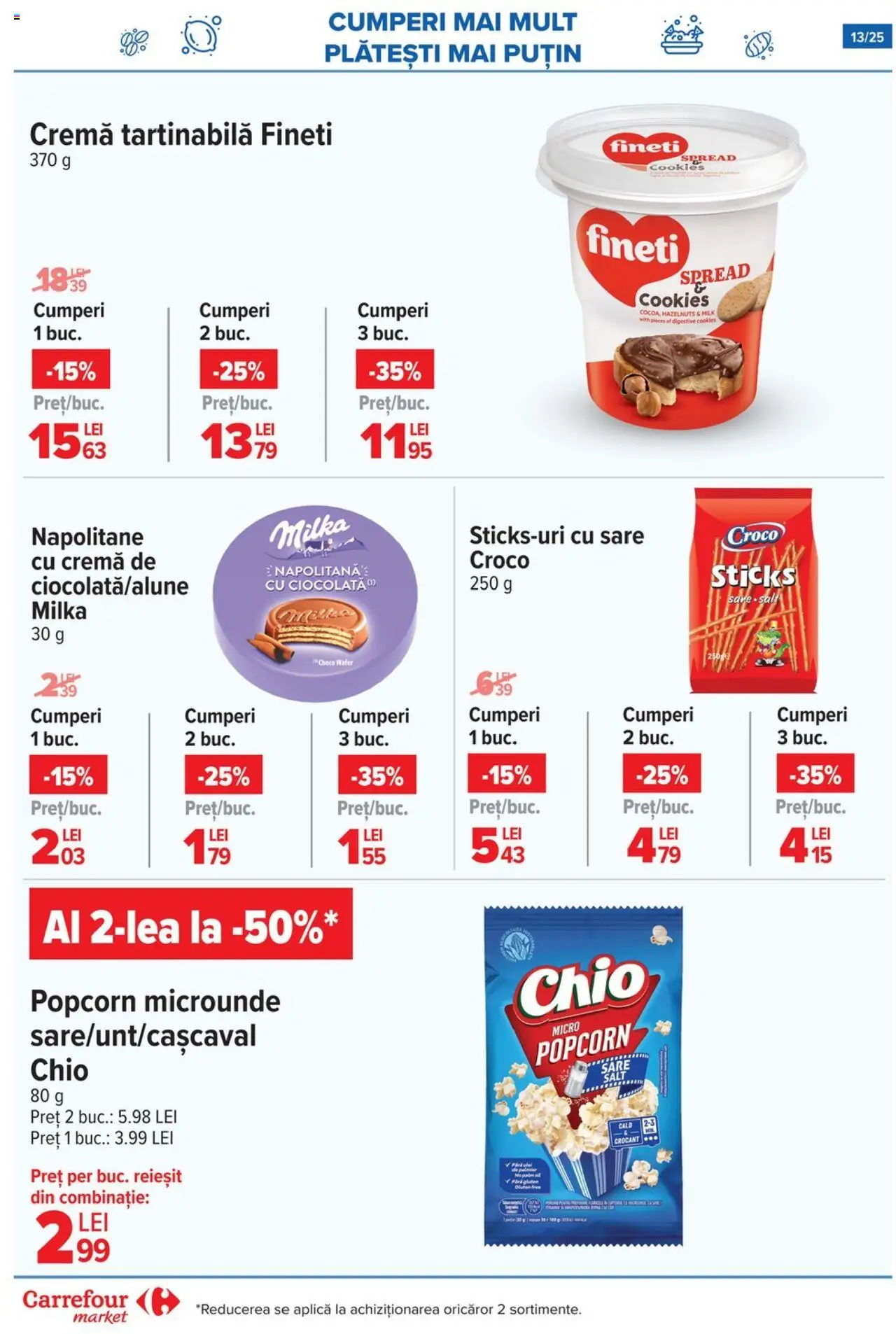 Carrefour catalog - Market – valabil de la 20.08.2025 | Pagină: 13 | Produse: Sticksuri, Napolitane, Ciocolată, Sare