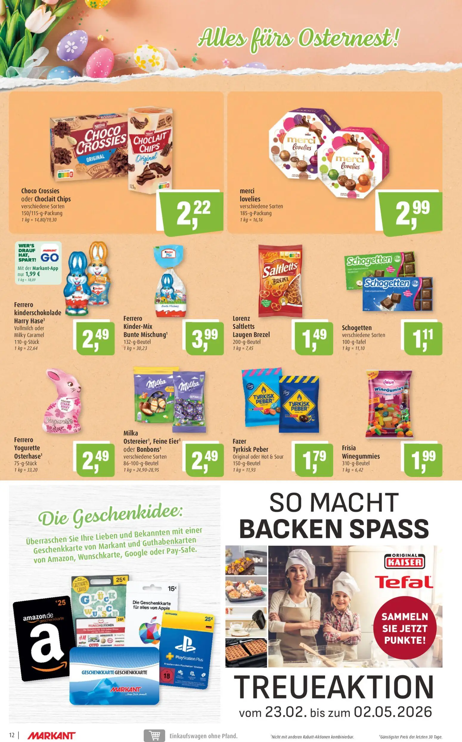 Markant Prospekt 	 – gültig ab 30.03.2026 | Seite: 12 | Produkte: Merci, Milka, Schogetten, Chips