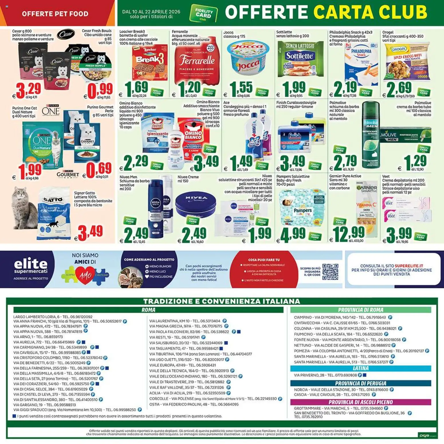 Volantino Elite Supermercati del 10.04.2026 | Pagina: 20 | Prodotti: Crema, Crema depilatoria, Pampers, Acqua minerale