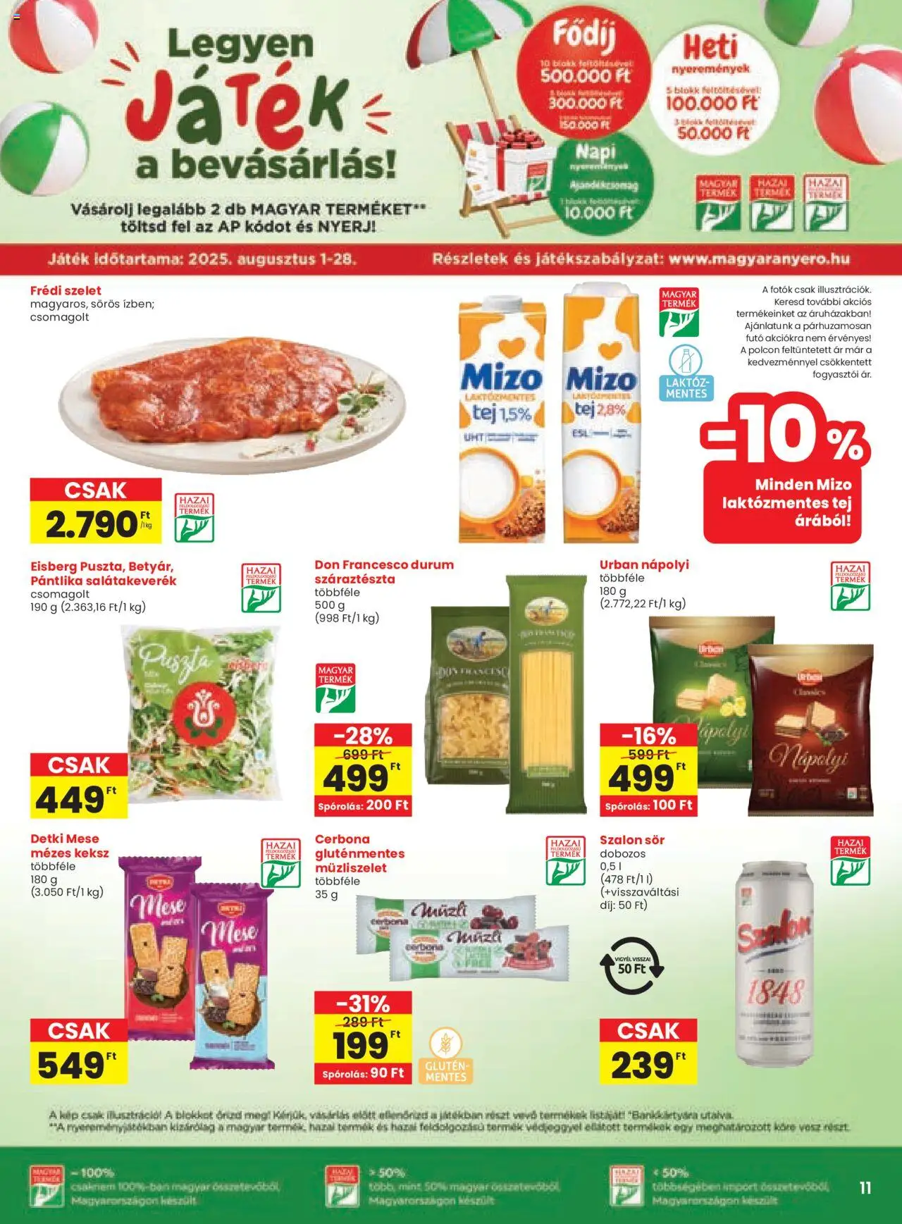 Spar akciós ujság - amely érvényes a következő dátumtól: 14.08.2025 | Oldal: 11 | Termékek: Tej, Sör, Gluténmentes, Nápolyi