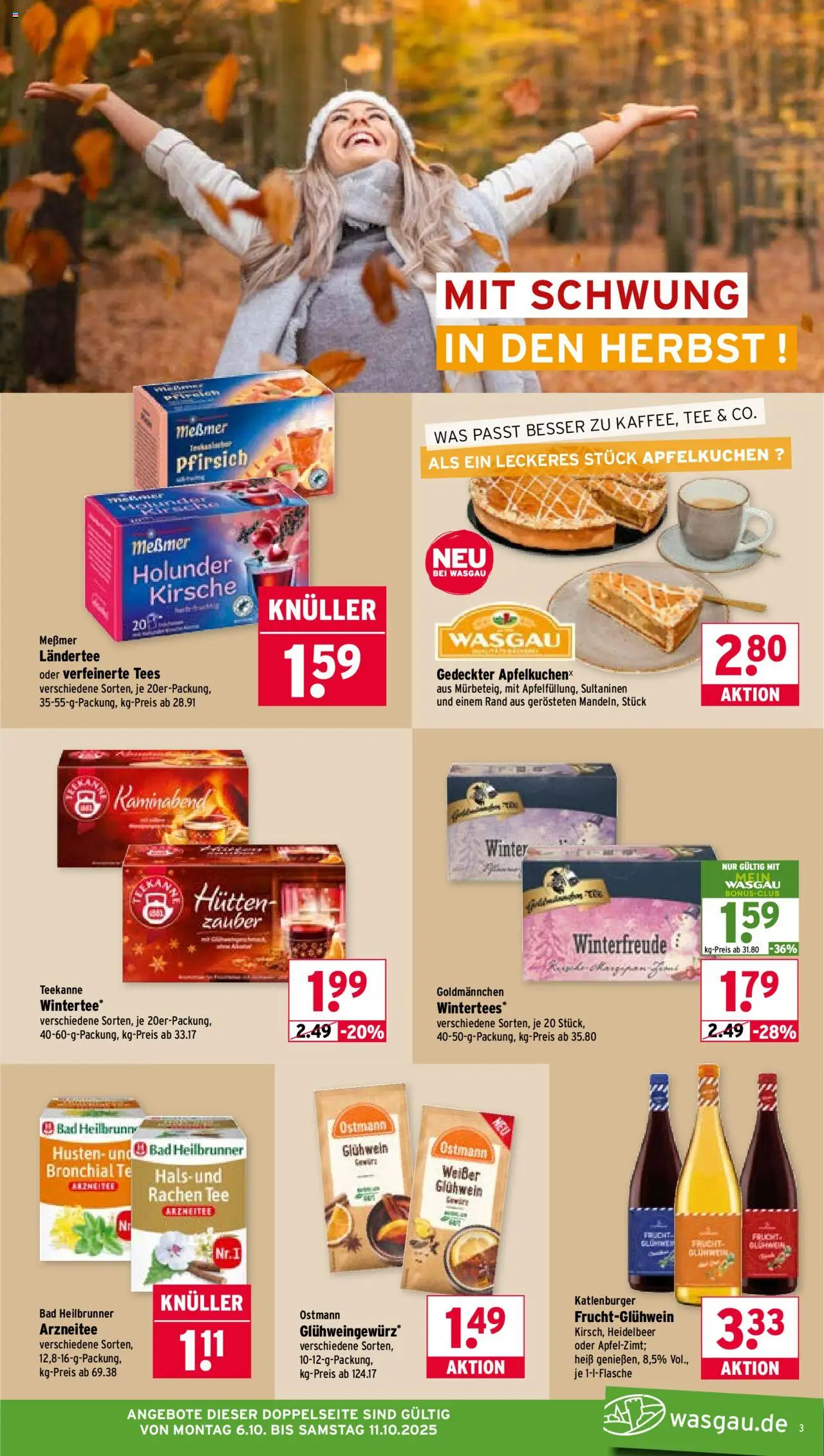 Wasgau Prospekt 	 – gültig ab 06.10.2025 | Seite: 3 | Produkte: Messmer, Bad, Teekanne, Tee
