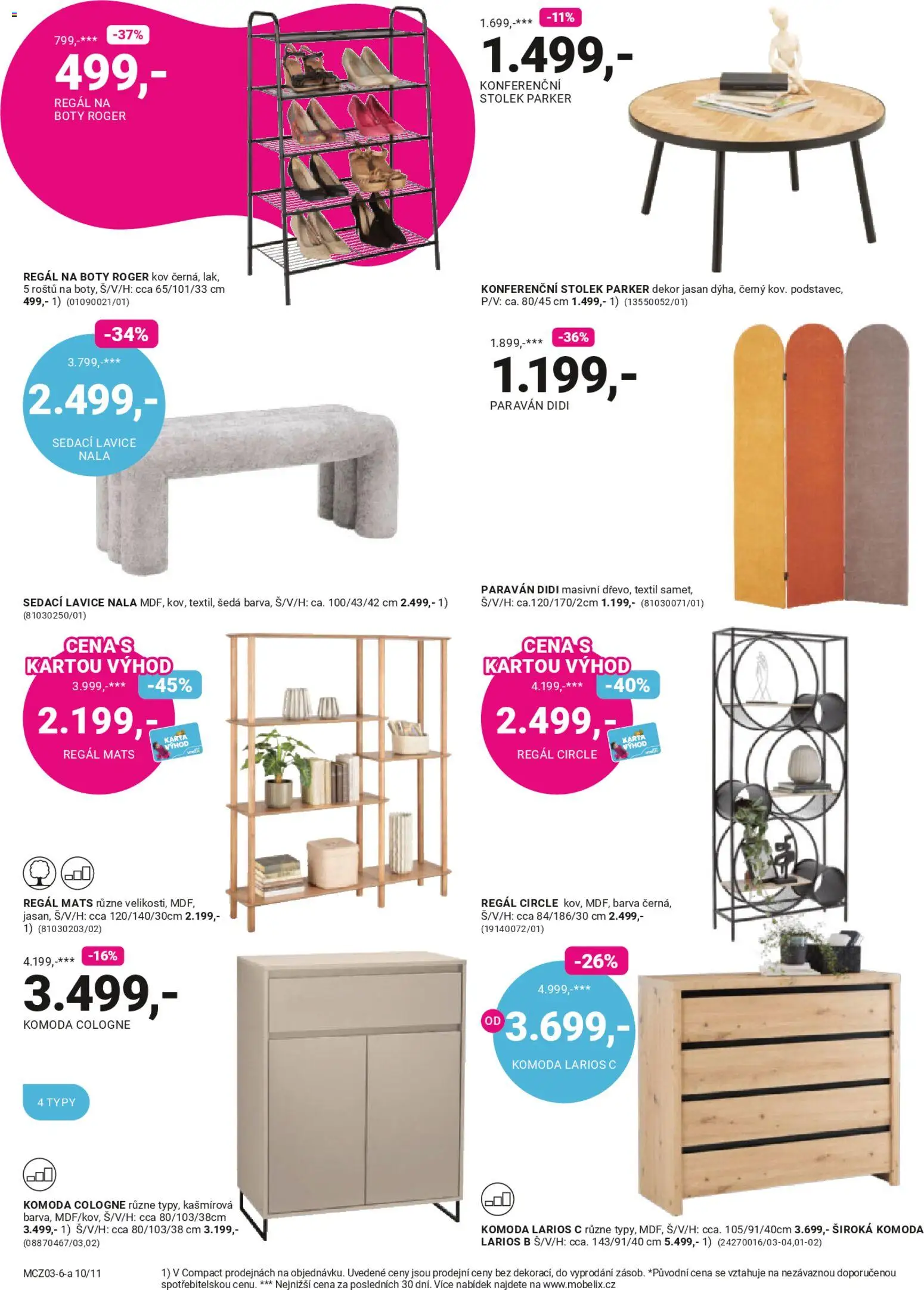 Möbelix leták od 09.03.2026 | Strana: 10 | Produkty: Boty, Komoda, Stolek, Lavice