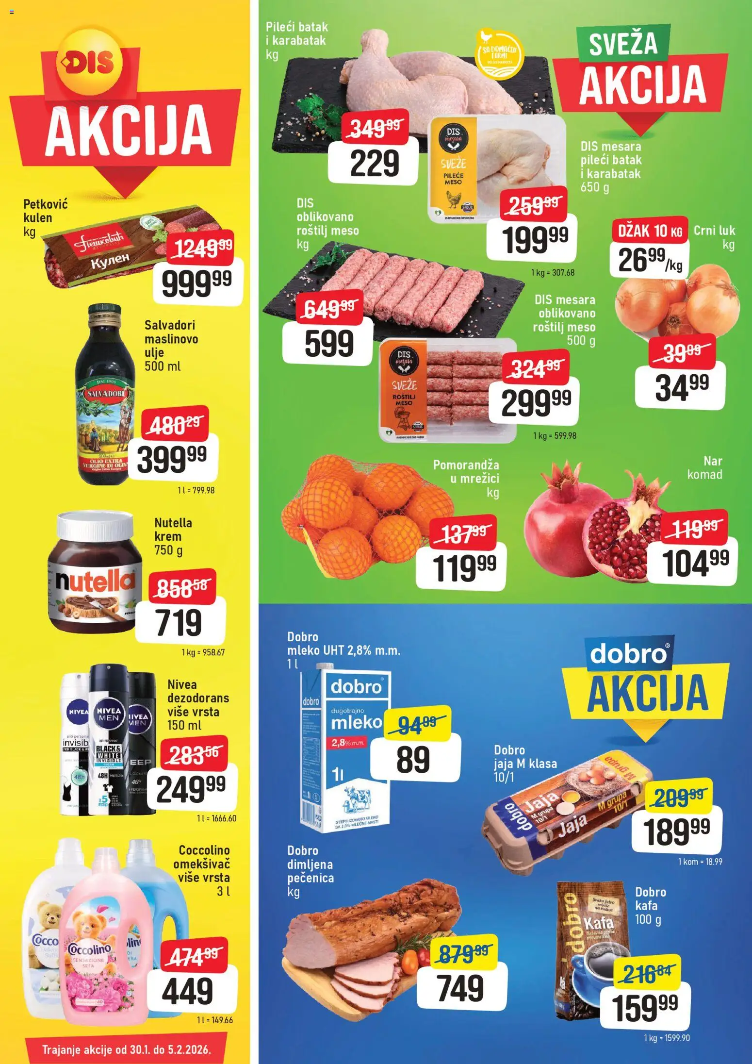 DIS katalog - važi od 30.01.2026 | Strana: 1 | Proizvode: Pomorandza, Nutella, Dezodorans, Roštilj