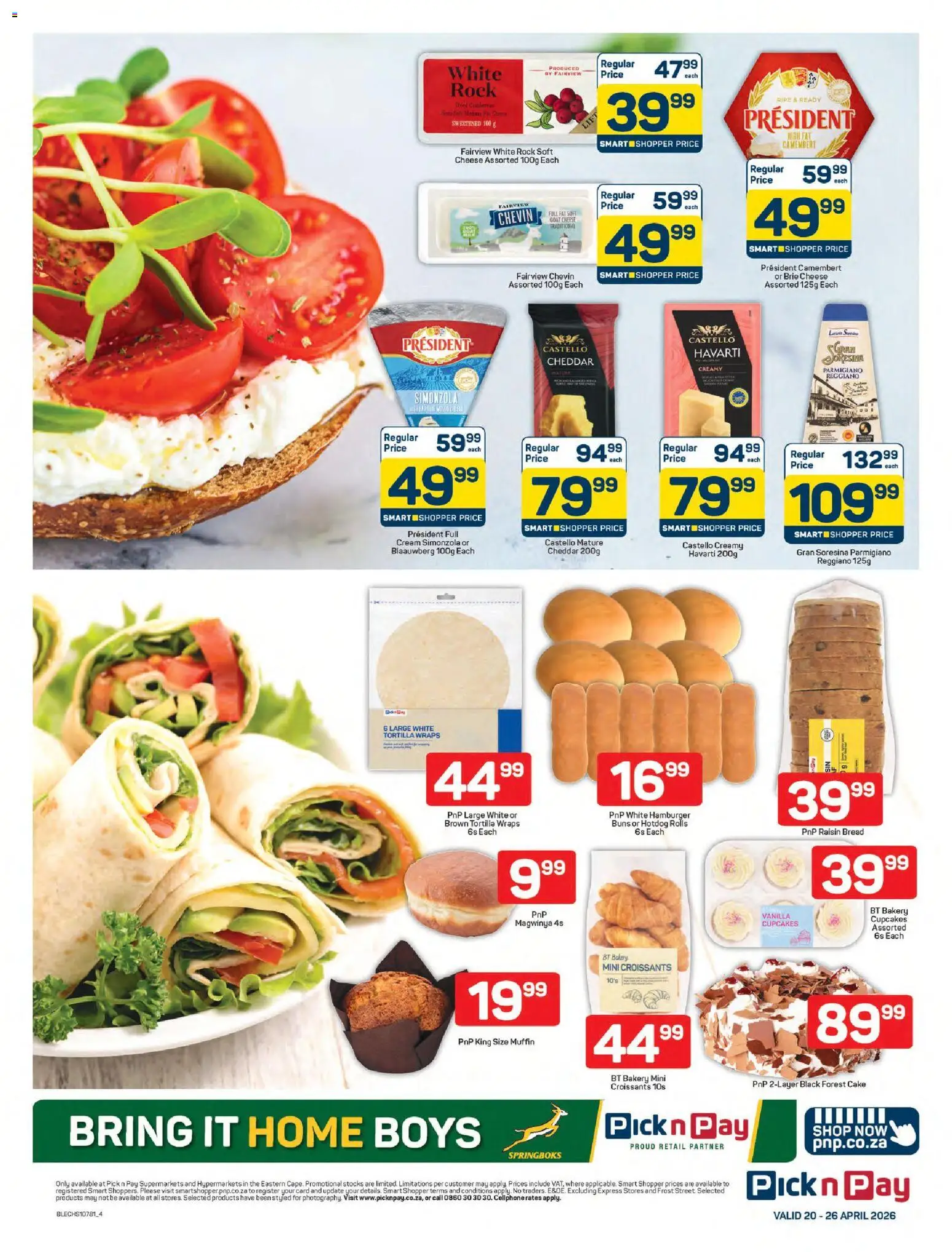 New Pick n Pay catalogue – valid from 20.04.2026 | Page: 4 | Products: Cake, Bakery, Buns, Cream