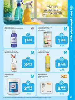  | Σελίδα: 45 | Προϊόντα: Χαρτί κουζίνας, Πανάκια, Απολυμαντικό