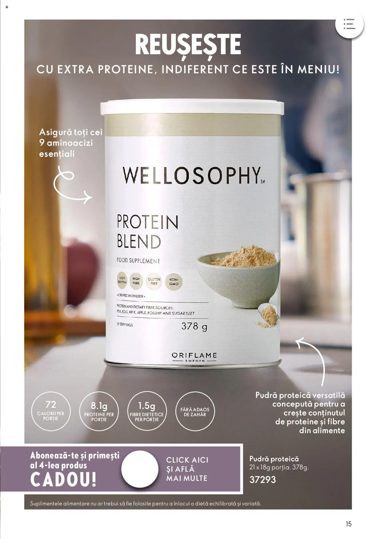 Oriflame catalog - Wellosophy – valabil de la 31.10.2023 | Pagină: 15 | Produse: Pudră, Zahăr