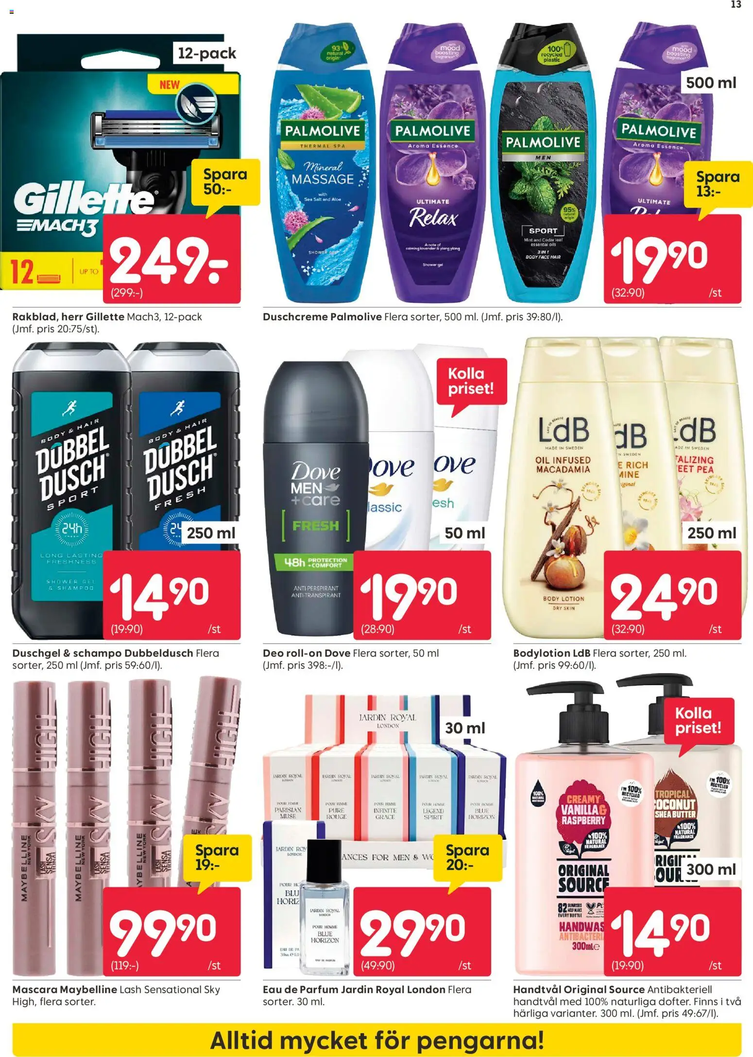 Rusta reklamblad aktuell från 09.03.2026 | Sida: 13 | Produkter: Salt, Schampo, Body lotion, Handtvål