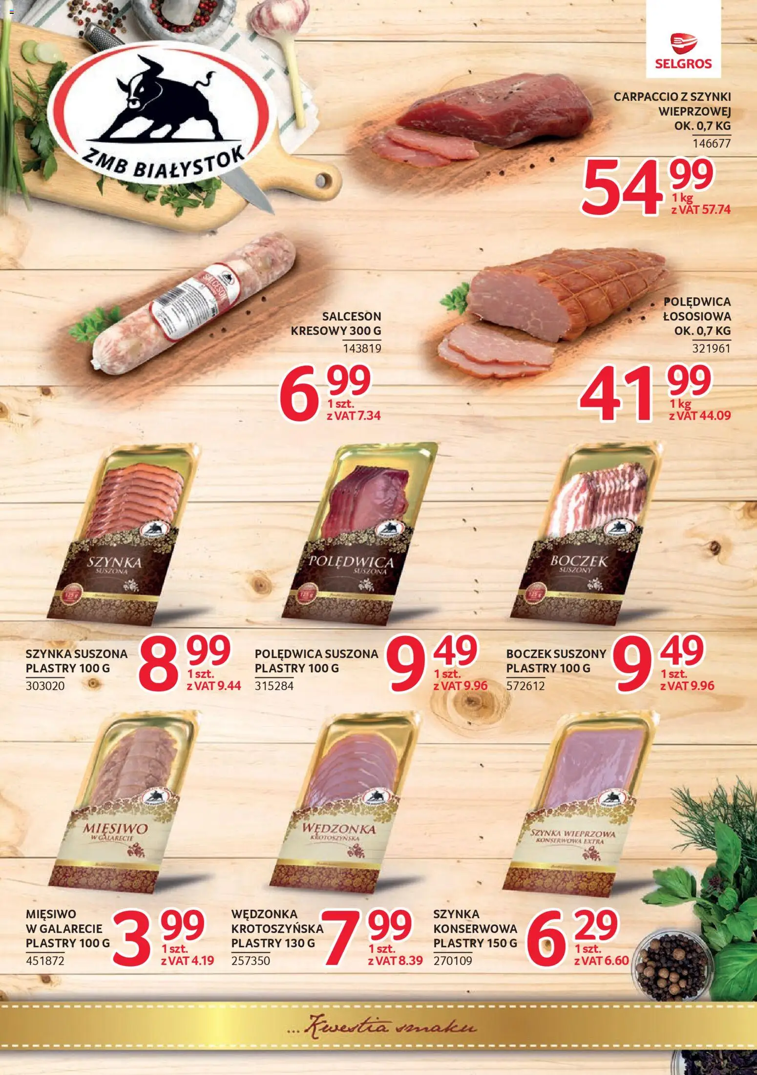 Selgros cash&carry - Markowe Produkty od 09.04.2026 | Strona: 6 | Produkty: Szynka wieprzowa, Szynka, Carpaccio, Boczek