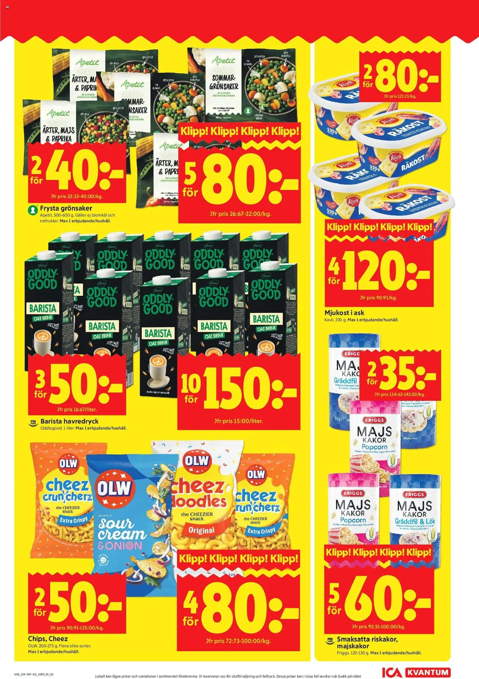 ICA Kvantum reklamblad aktuell från 26.01.2026 | Sida: 3 | Produkter: Räkost, Galler, Majskakor, Gräddfil