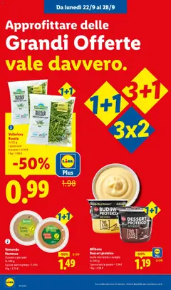 Volantino Lidl del 22.09.2025 | Pagina: 12 | Prodotti: Cioccolato, Rucola, The, Budino