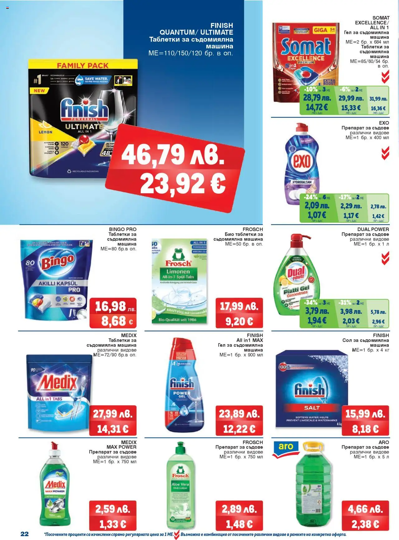  | Страница: 22 | Продукти: Таблетки, Сол, Препарат за съдове, Съдомиялна