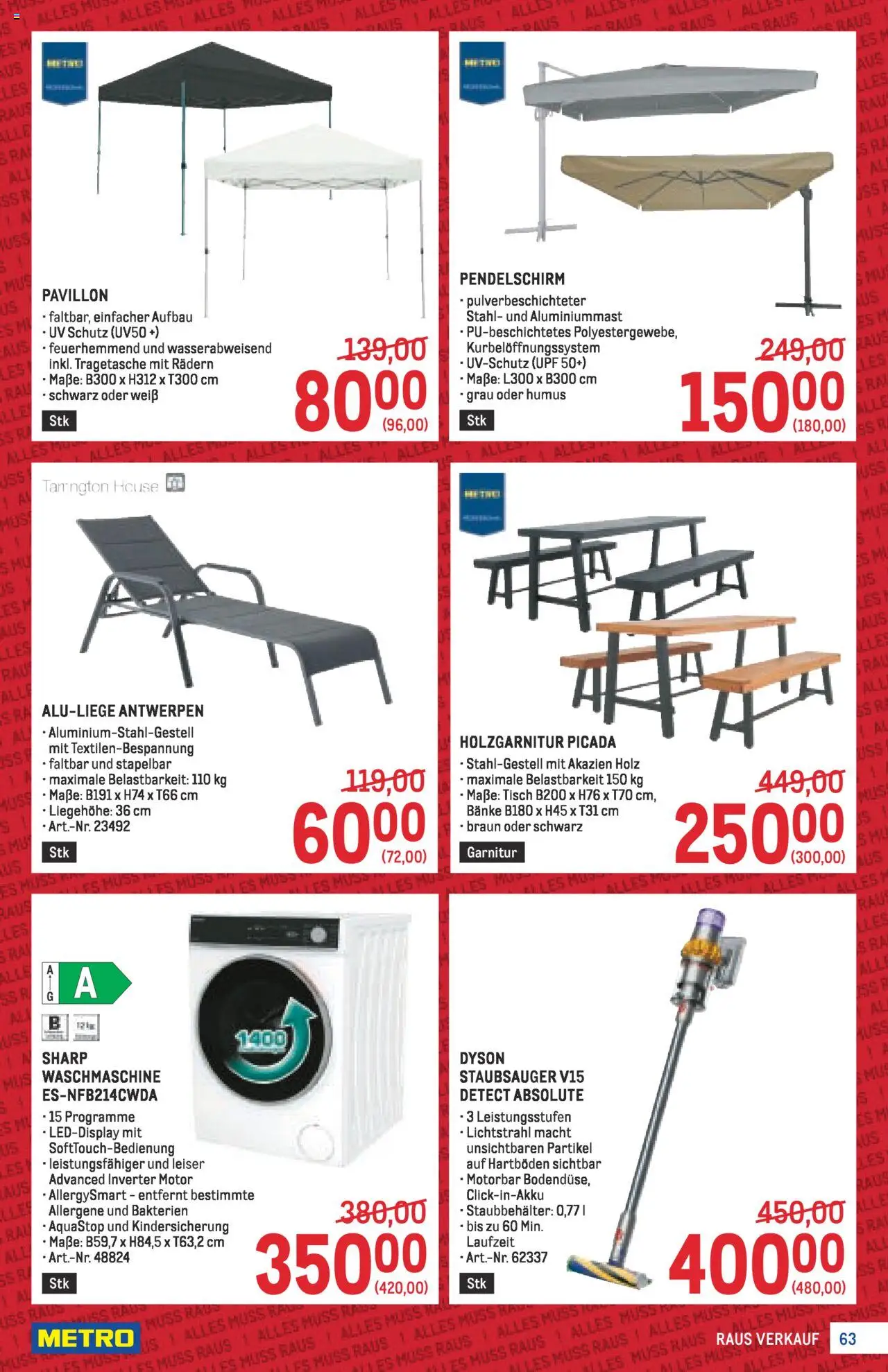 Metro Angebote Profi gültig ab 21.08.2025 | Seite: 63 | Produkte: Waschmaschine, Staubsauger, Tisch