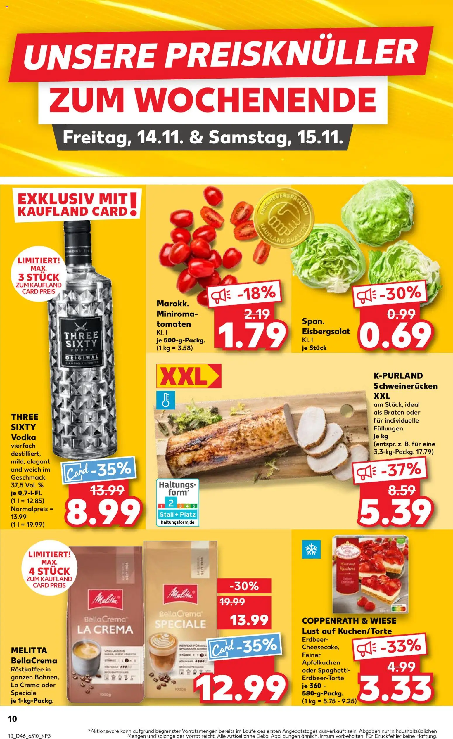 Kaufland prospekt Köln	 – gültig ab 13.11.2025 | Seite: 10 | Produkte: Melitta, Tomaten, Eisbergsalat, Schweinerucken