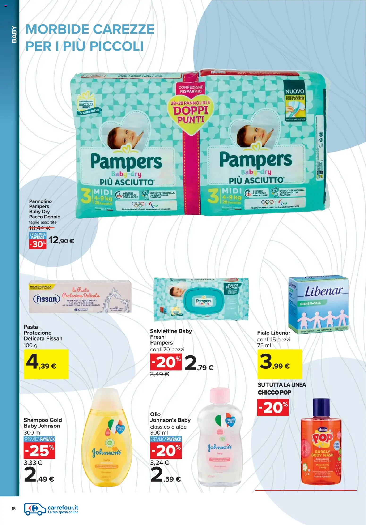 Volantino Carrefour del 07.11.2025 | Pagina: 16 | Prodotti: Shampoo, Pannolini, Pasta, Pampers
