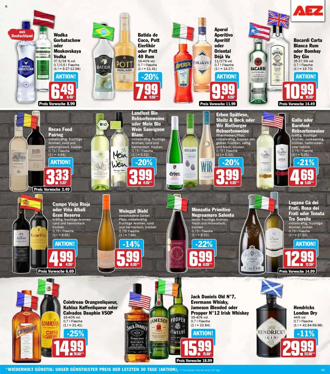 AEZ Prospekt 	 - gültig ab dem 28.07.2025 | Seite: 13 | Produkte: Rum, Jack Daniel's, Wodka, Whiskey