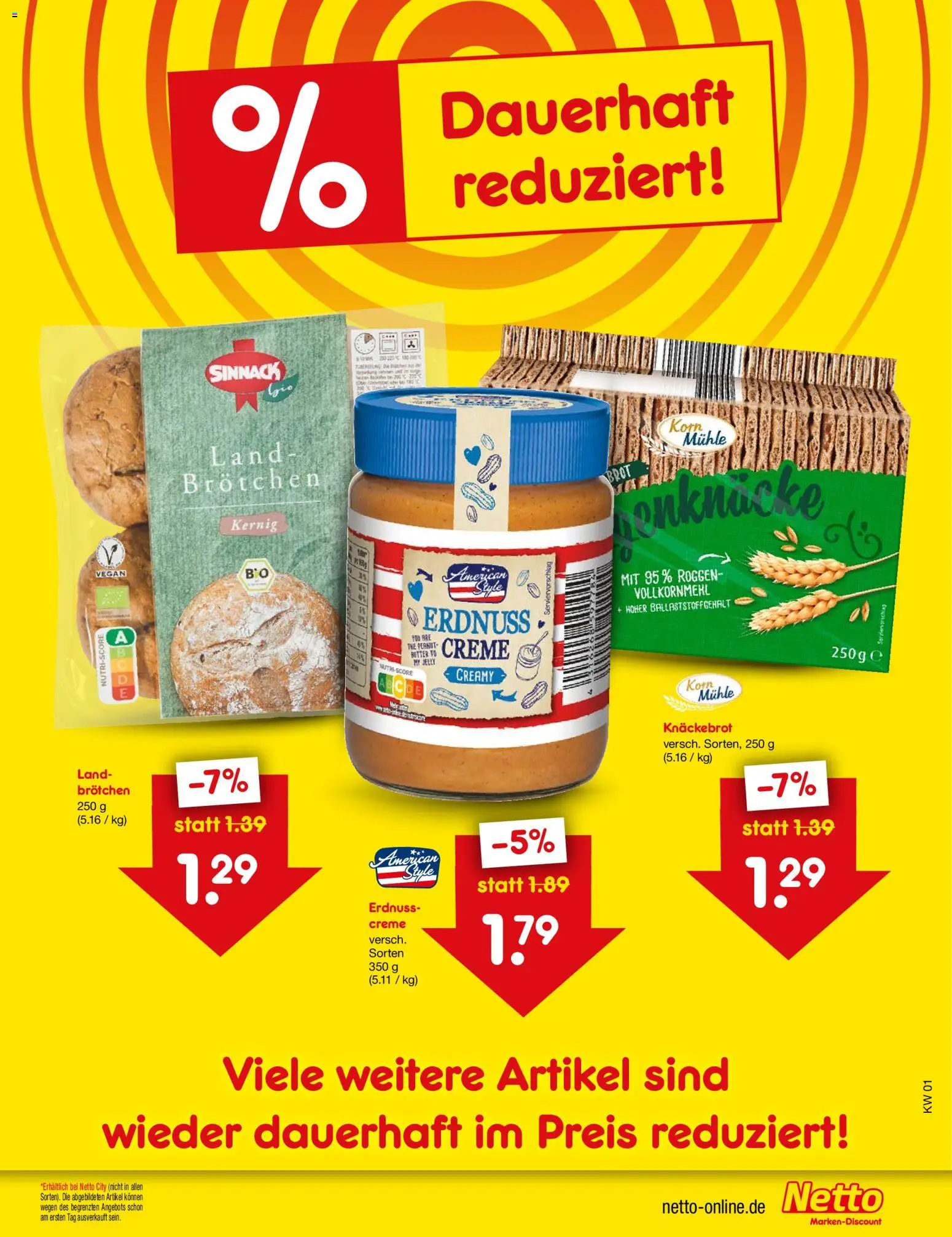 Netto Marken-Discount Preissenkung auf Dauer – gültig ab 03.01.2026 | Seite: 2 | Produkte: Mühle, Butter, Creme, Brot