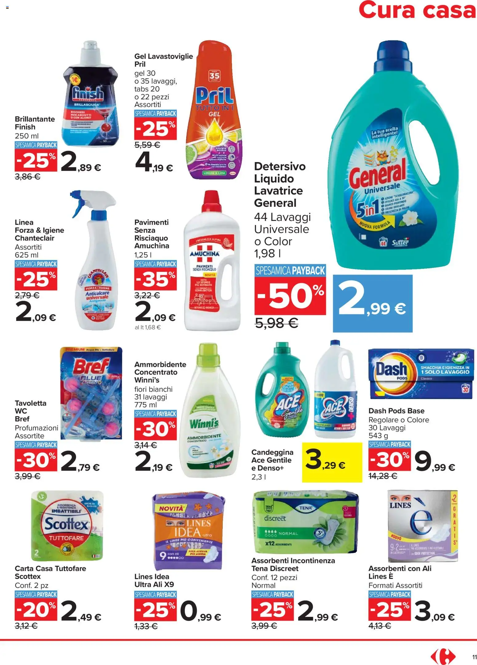 Volantino Carrefour del 30.10.2025 | Pagina: 11 | Prodotti: Ammorbidente, Anticalcare, Lime, Lavastoviglie