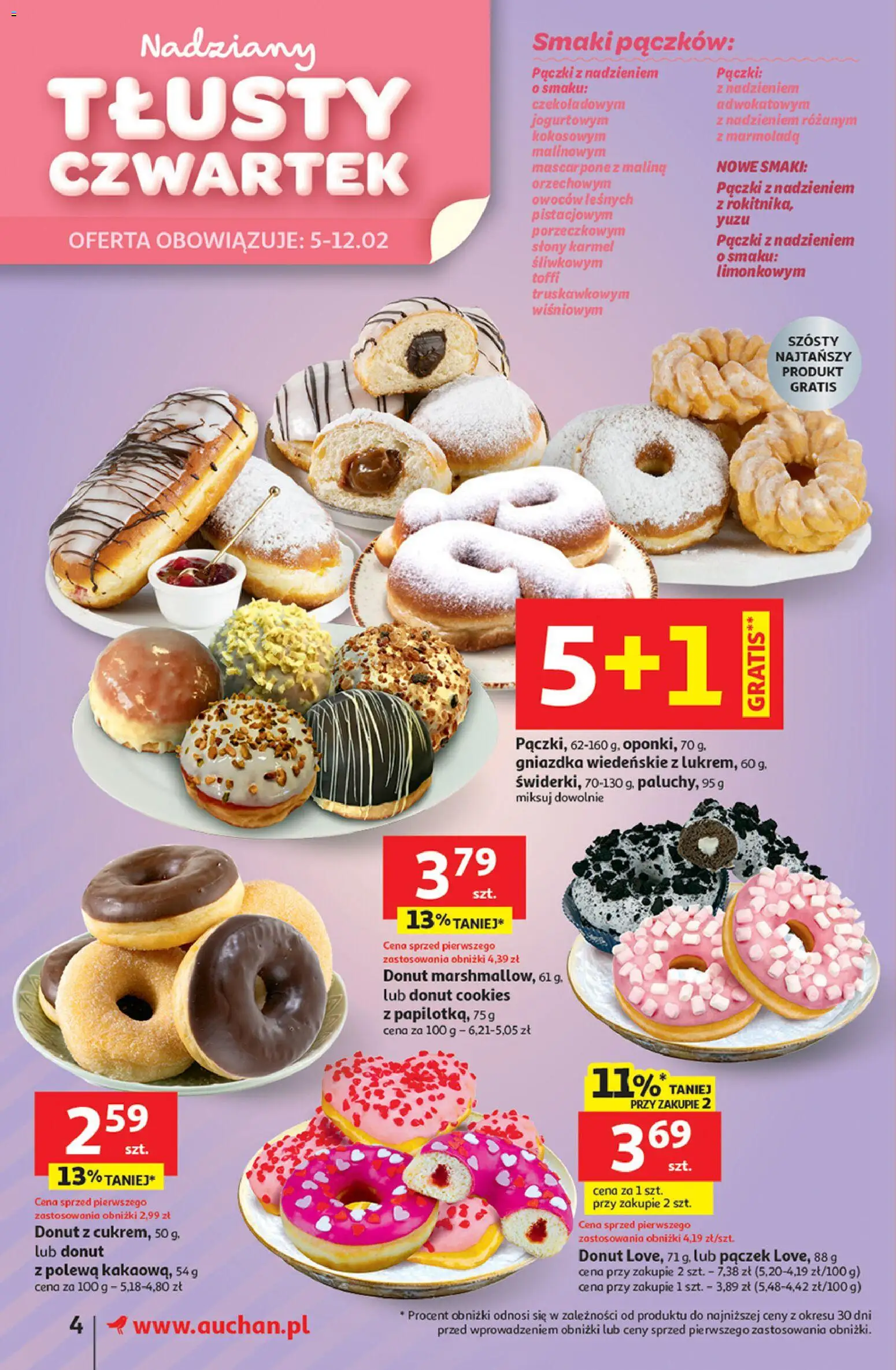 Auchan Gazetka od 05.02.2026 | Strona: 4 | Produkty: Pączki, Donut, Mascarpone