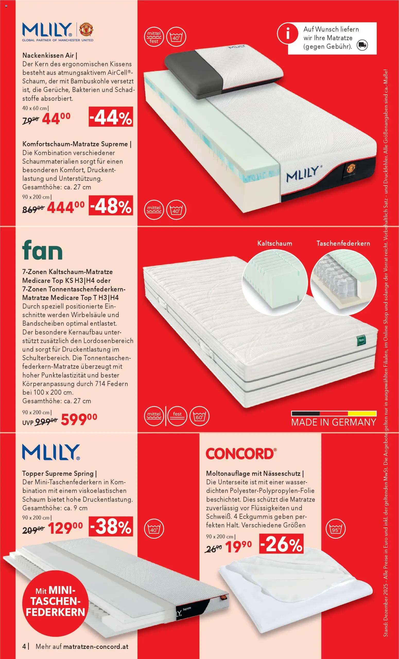 Matratzen Concord Flugblatt gültig ab 27.12.2025 | Seite: 4 | Produkte: Wasser, Matratze