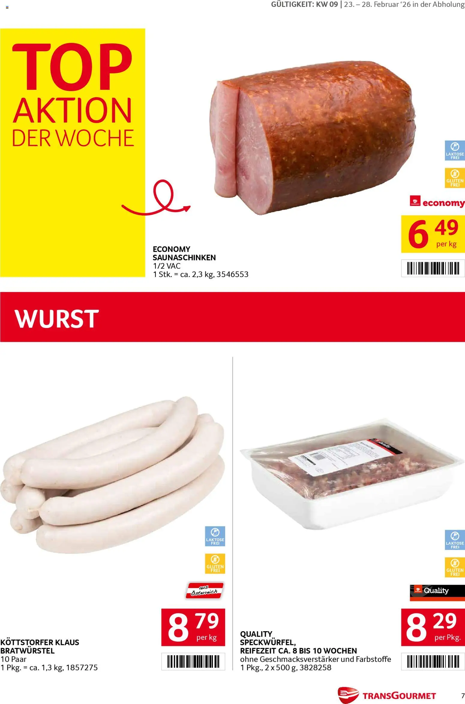 Transgourmet Flugblatt gültig ab 23.02.2026 | Seite: 7 | Produkte: Wurst