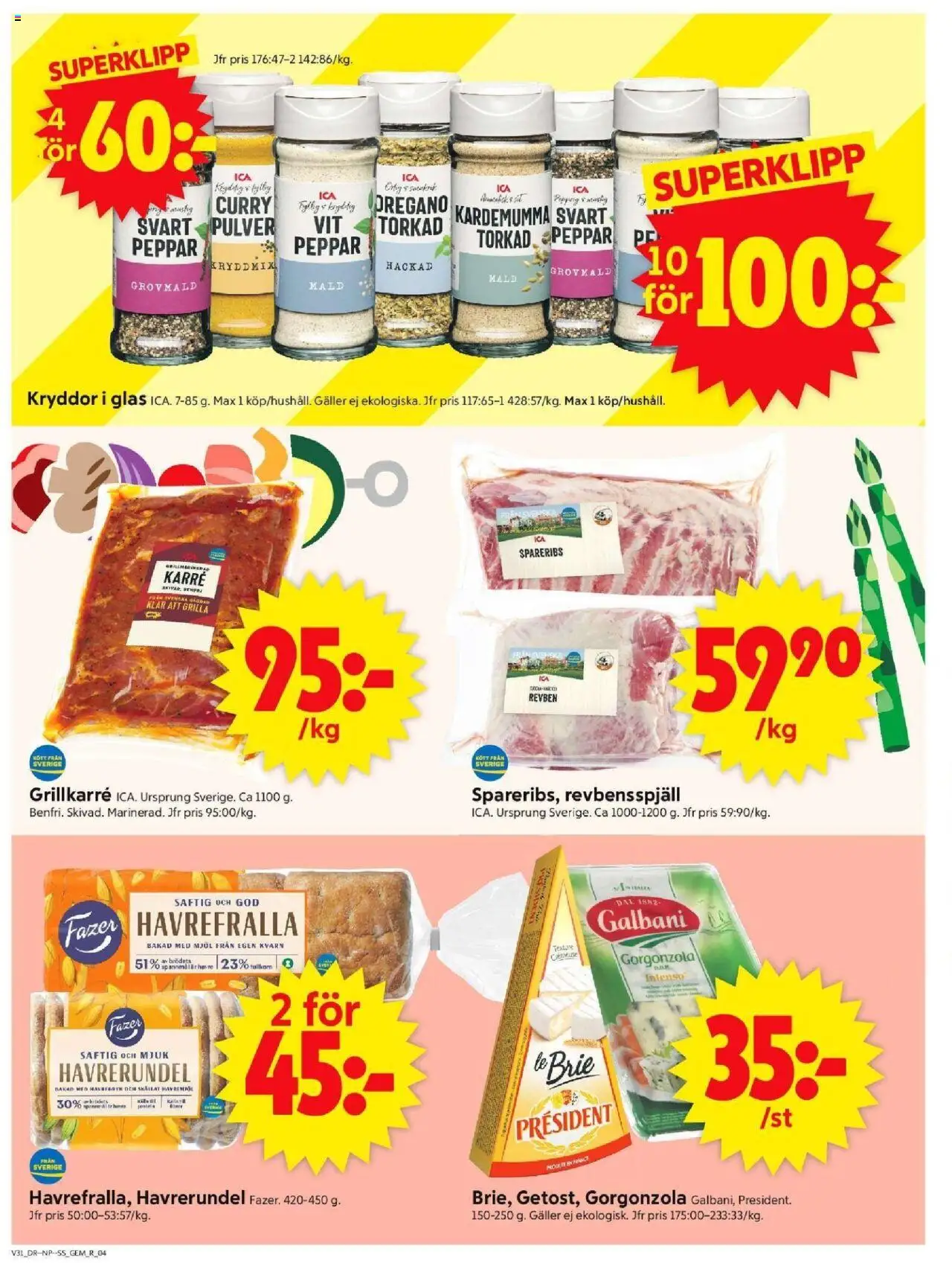 ICA Supermarket reklamblad aktuell från 28.07.2025 | Sida: 4 | Produkter: Kvarn, Revbensspjäll, Havregryn, Kardemumma