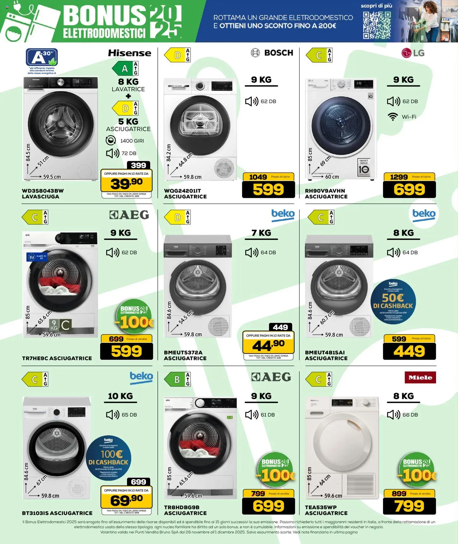 Volantino Euronics del 26.11.2025 | Pagina: 15 | Prodotti: Lavasciuga, Lavatrice, Asciugatrice, Miele