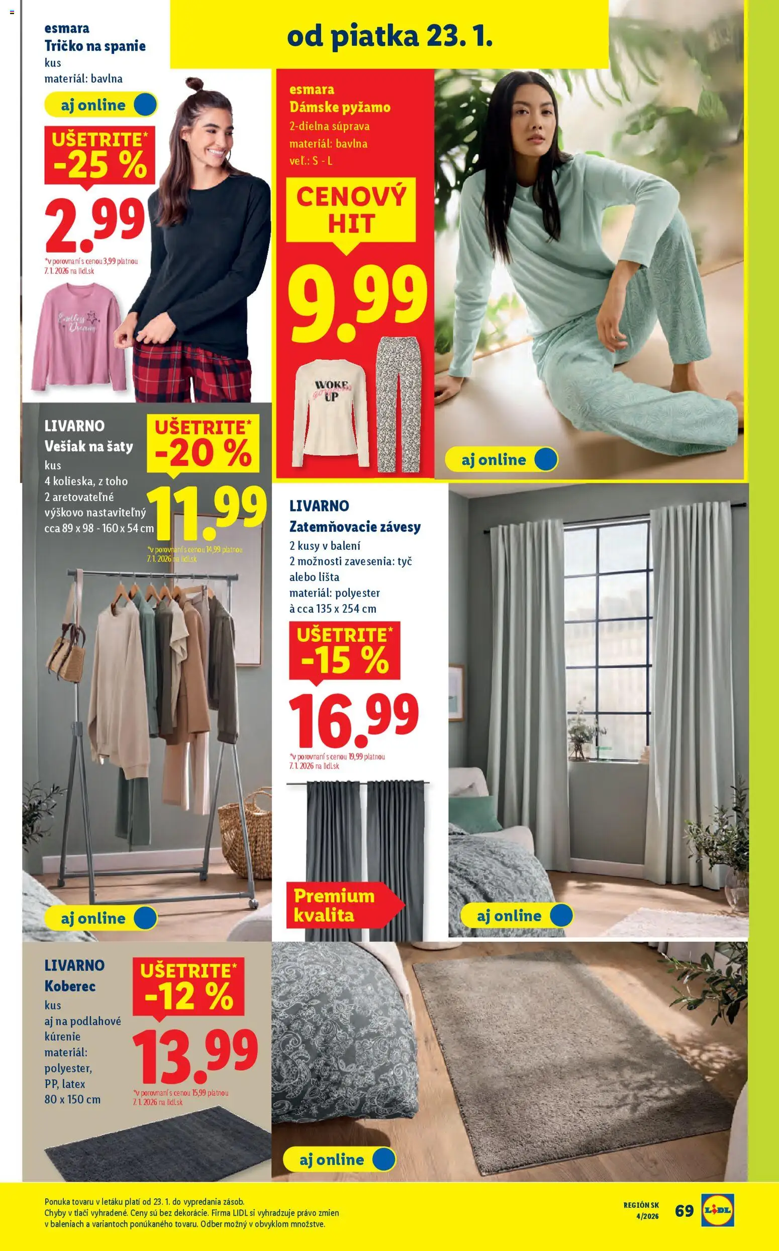 Nové Lidl akcie – leták je platný od 22.01.2026 | Strana: 27 | Produkty: Závesy, Koberec, Zatemňovacie závesy, Vešiak
