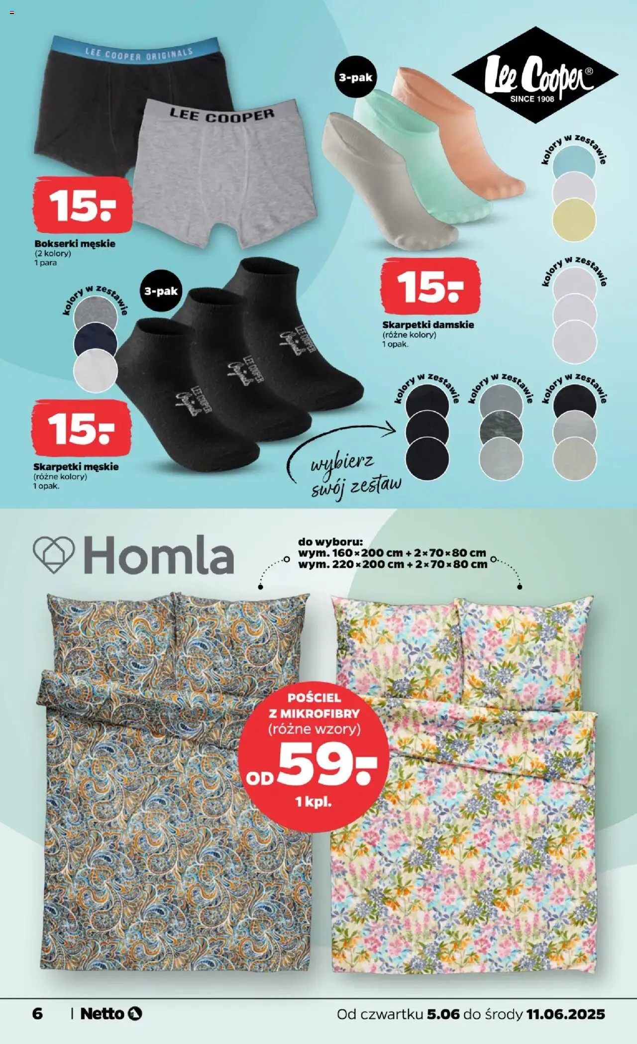 Netto gazetka - Non Food od 05.06.2025 | Strona: 6 | Produkty: Pościel, Bokserki, Skarpetki, Bokserki męskie