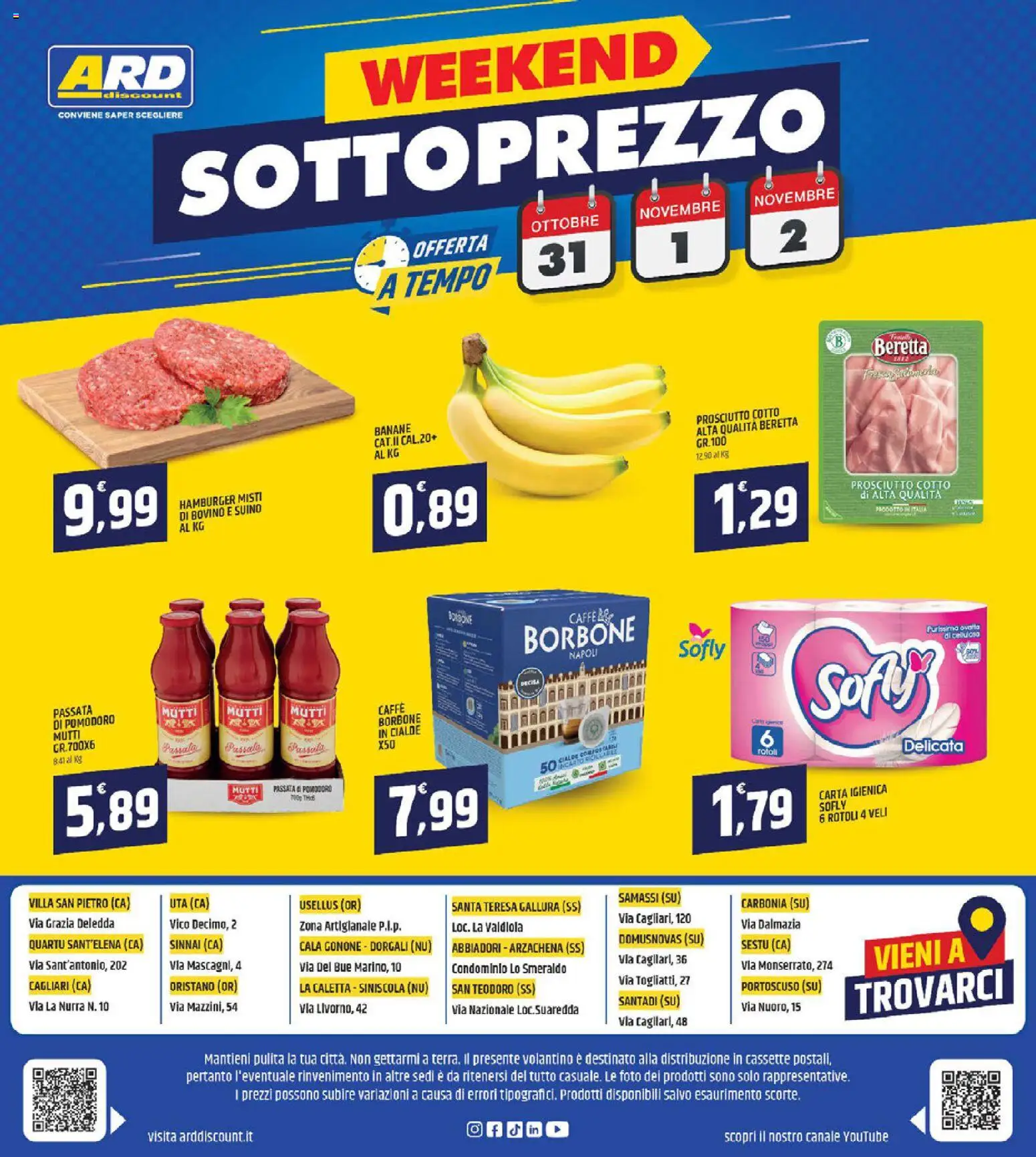 Volantino ARD Discount del 23.10.2025 | Pagina: 20 | Prodotti: Prosciutto Cotto, Carta igienica, Suino, Hamburger